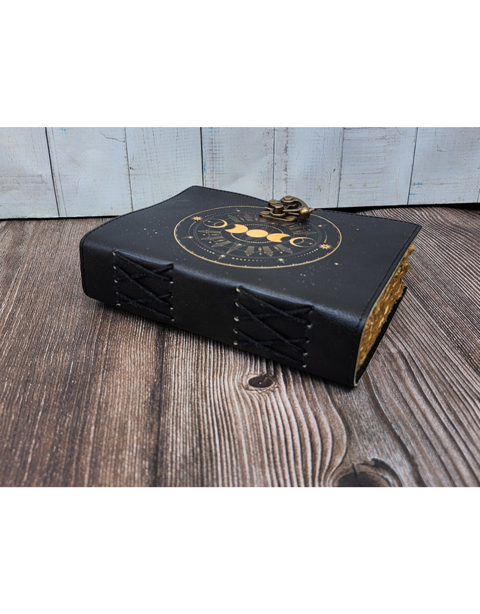 JM Handicrafts Miscellaneous - Grimoire Leather Notebook Moon Phases 18x13cm
