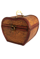 AWG Miscellaneous - Wooden Colonial Chest Apel shape with Flower pattern