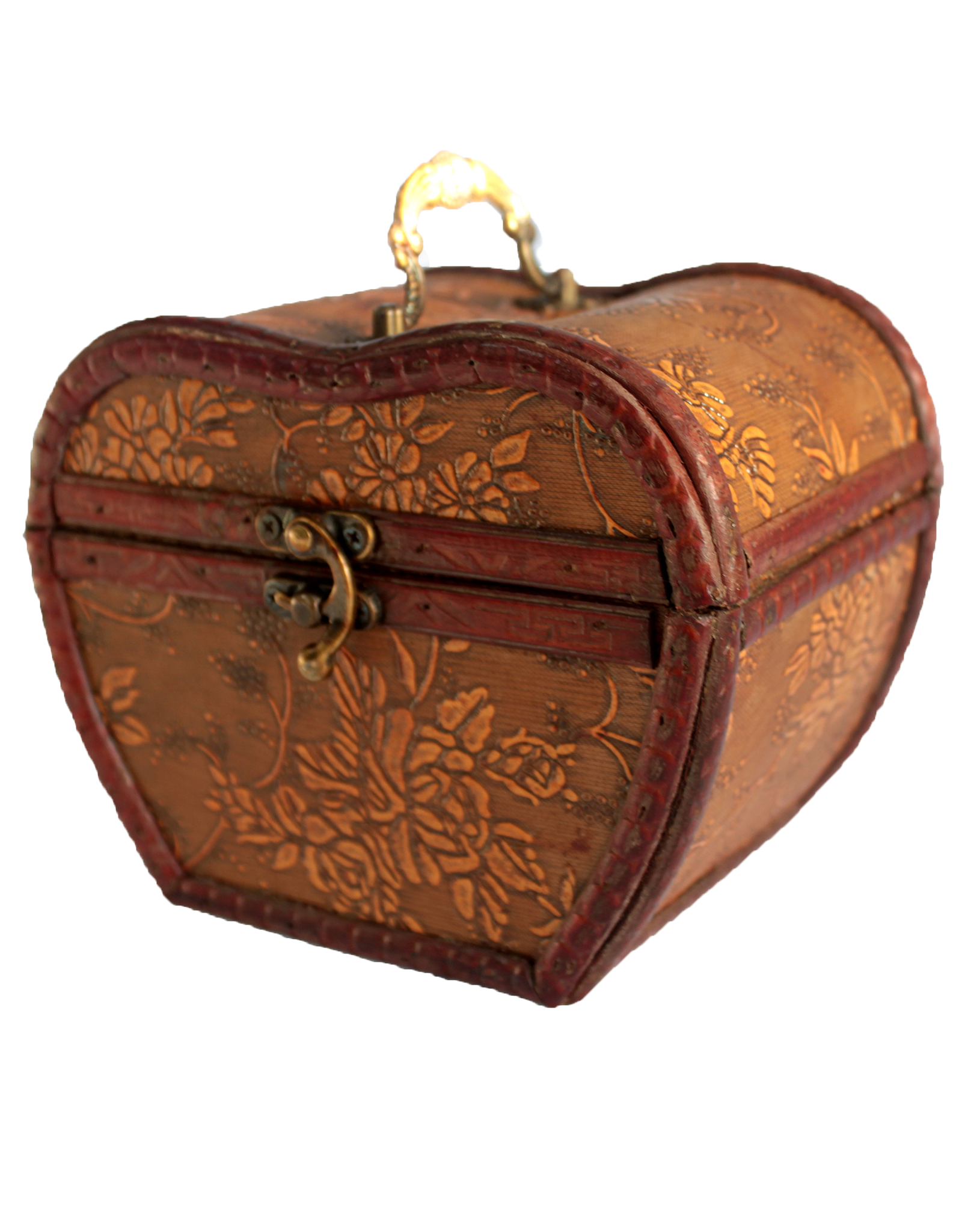 AWG Miscellaneous - Houten 1920's stijl Kistje Appelvorm met Bloemmotief