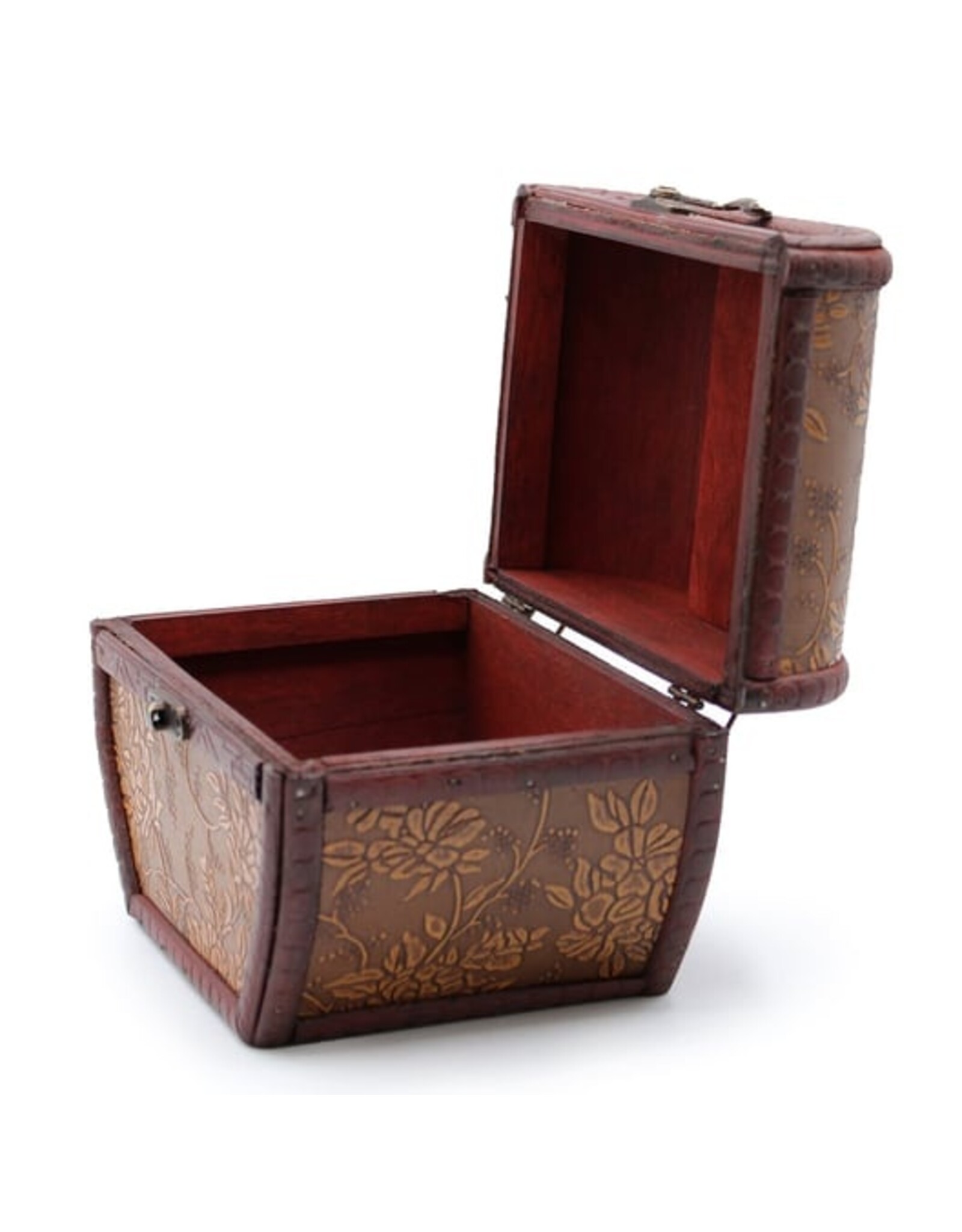 AWG Miscellaneous - Wooden Colonial Chest Apel shape with Flower pattern