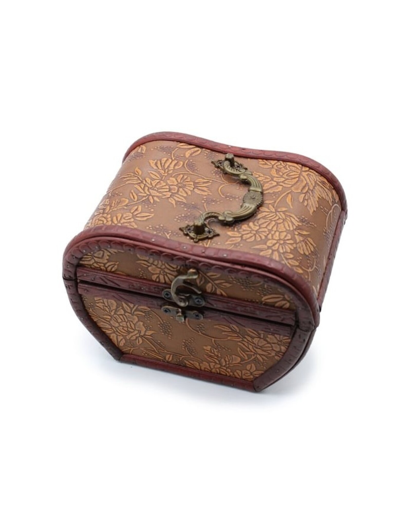 AWG Miscellaneous - Wooden Colonial Chest Apel shape with Flower pattern