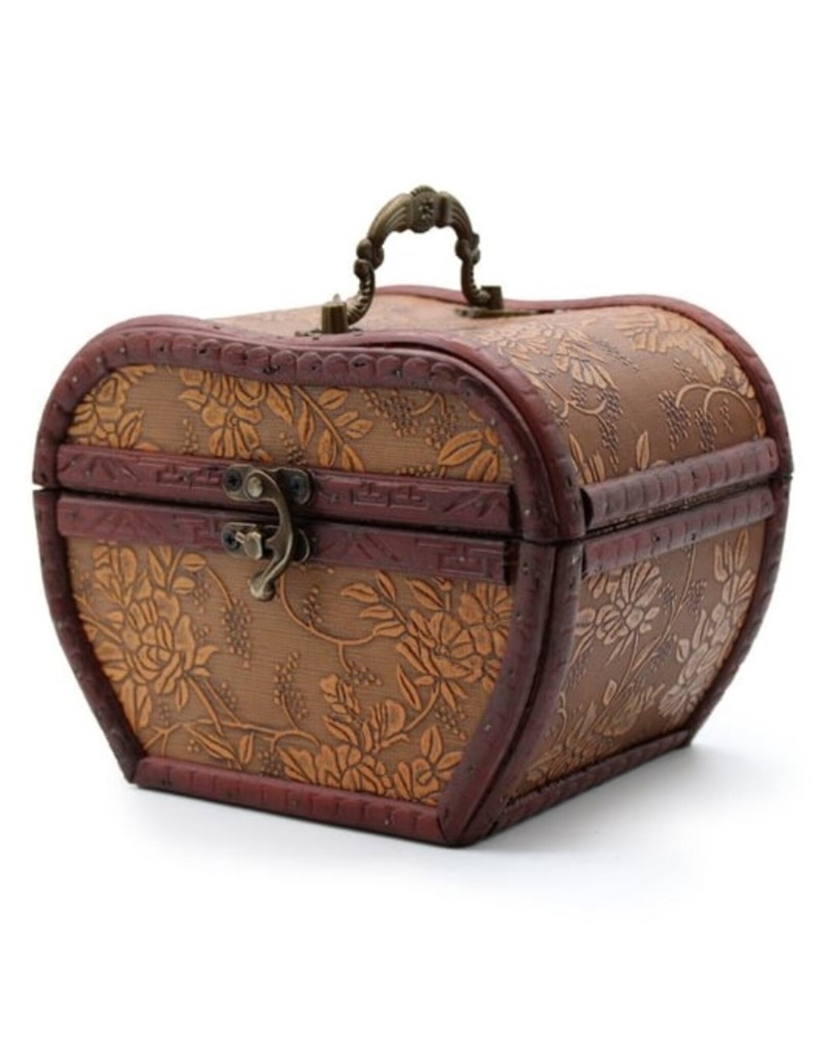AWG Miscellaneous - Wooden Colonial Chest Apel shape with Flower pattern