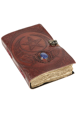 JM Handicrafts Miscellaneous - Leather journal with Pentagram and Crescent 20.5 x 15.5cm