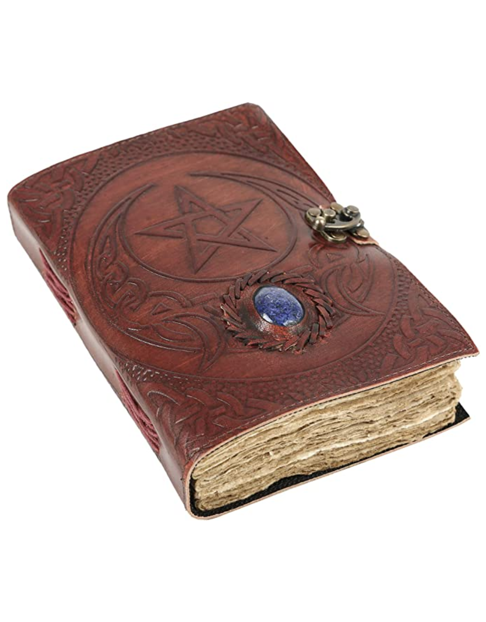 JM Handicrafts Miscellaneous - Leather journal with Pentagram and Crescent 20.5 x 15.5cm