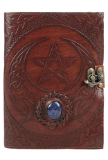 JM Handicrafts Miscellaneous - Leather journal with Pentagram and Crescent 20.5 x 15.5cm