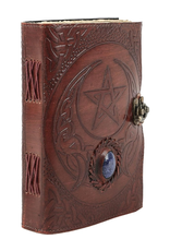 JM Handicrafts Miscellaneous - Leather journal with Pentagram and Crescent 20.5 x 15.5cm