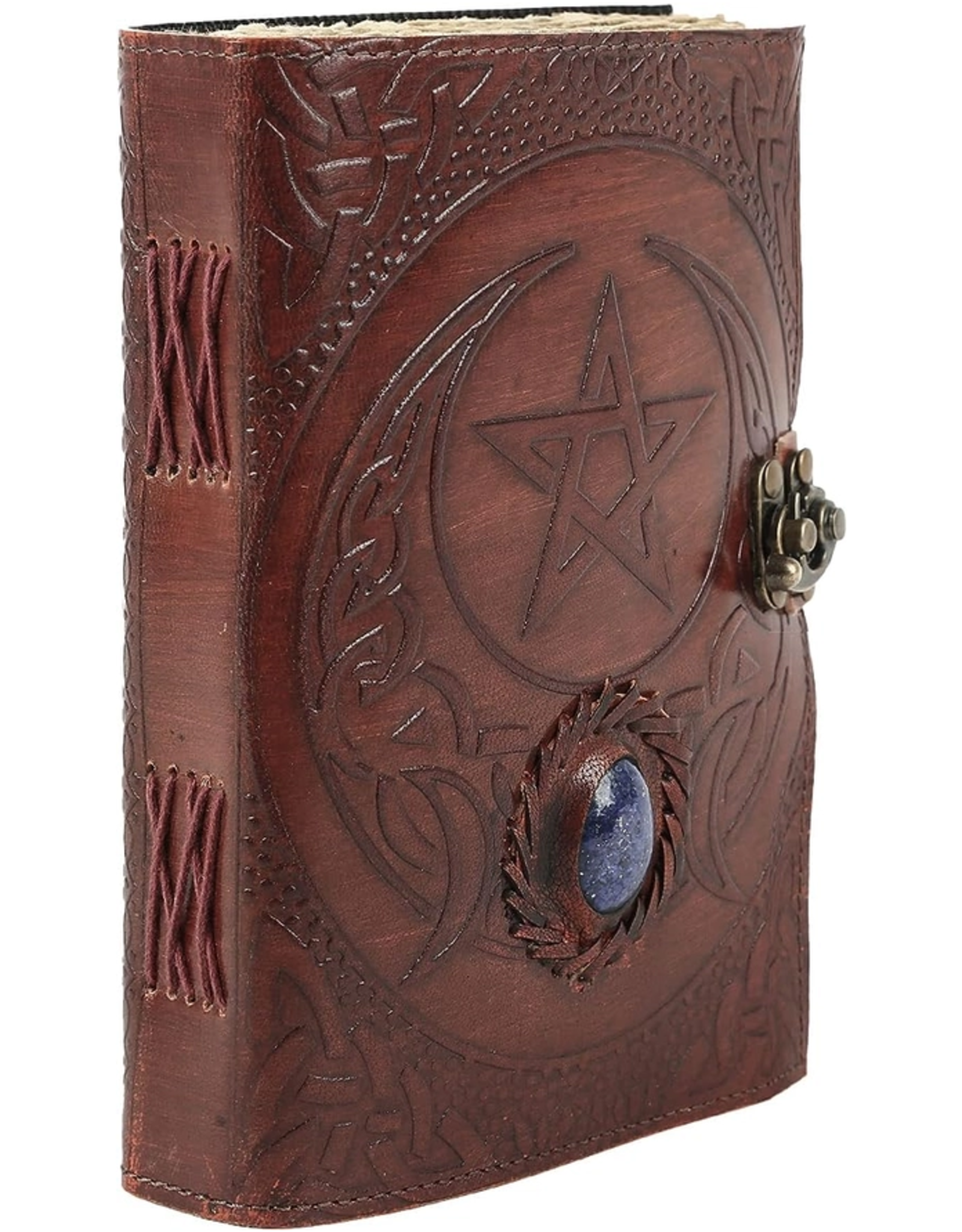 JM Handicrafts Miscellaneous - Leather journal with Pentagram and Crescent 20.5 x 15.5cm