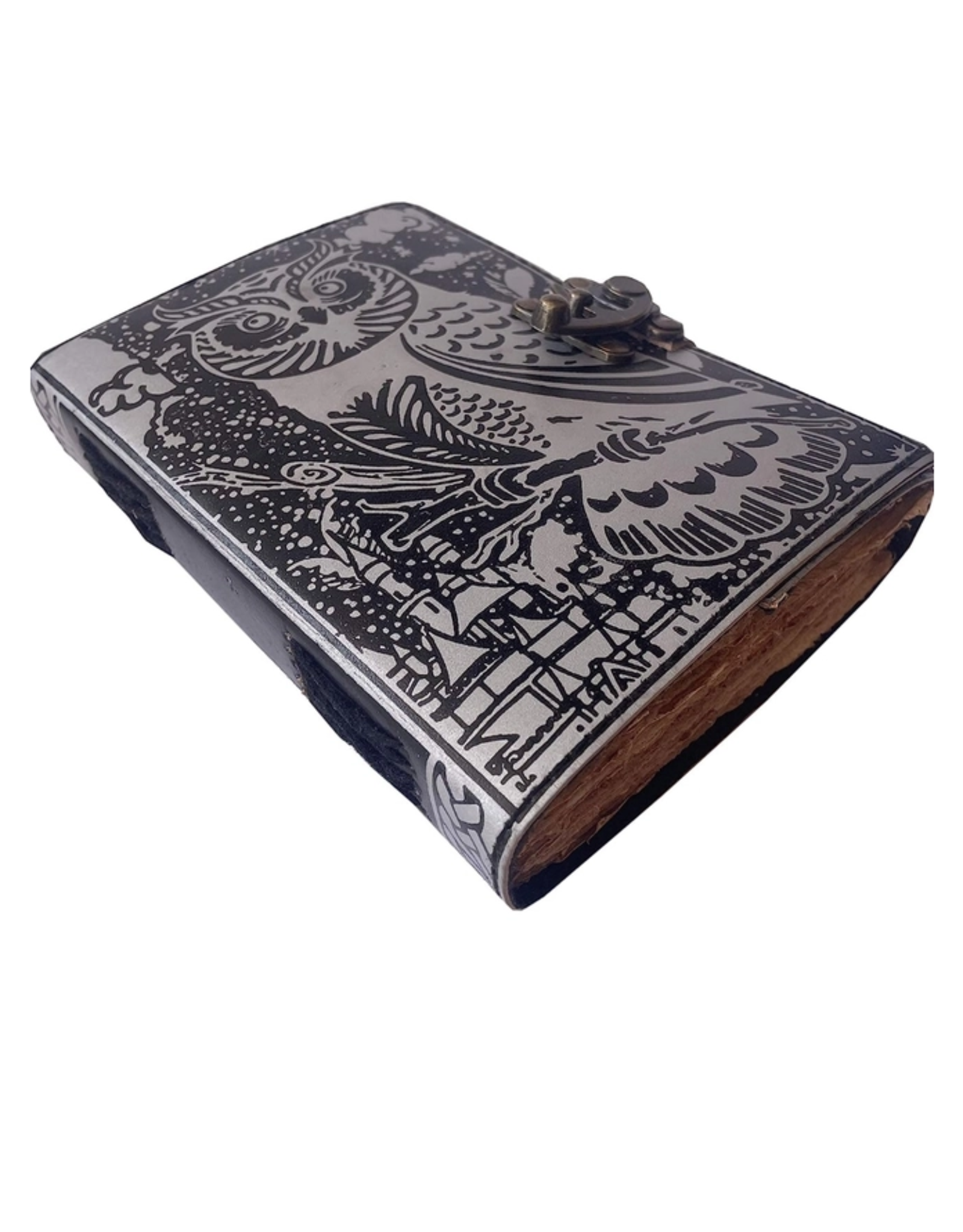 JM Handicrafts Miscellaneous - Leren Dagboek met Relief Uil