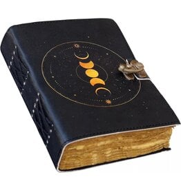 JM Handicrafts Grimoire Leather Notebook Moon Phases 18x13cm