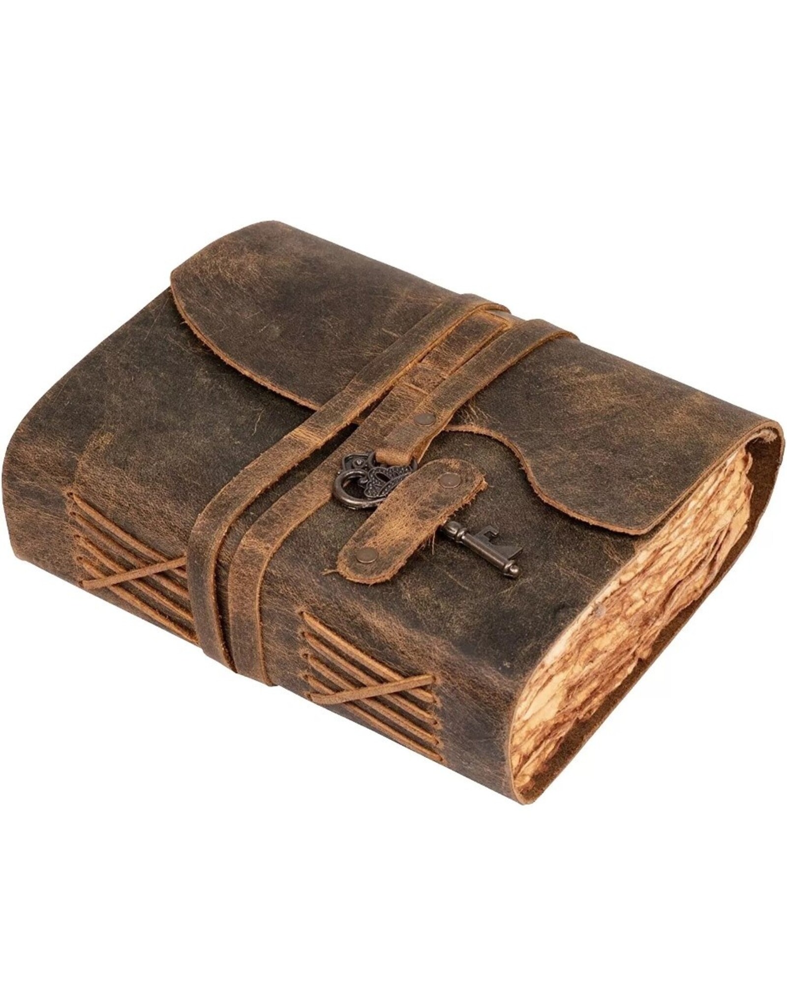 AWG Miscellaneous - Leather Deckle-edge Notebook with Key 18x13cm