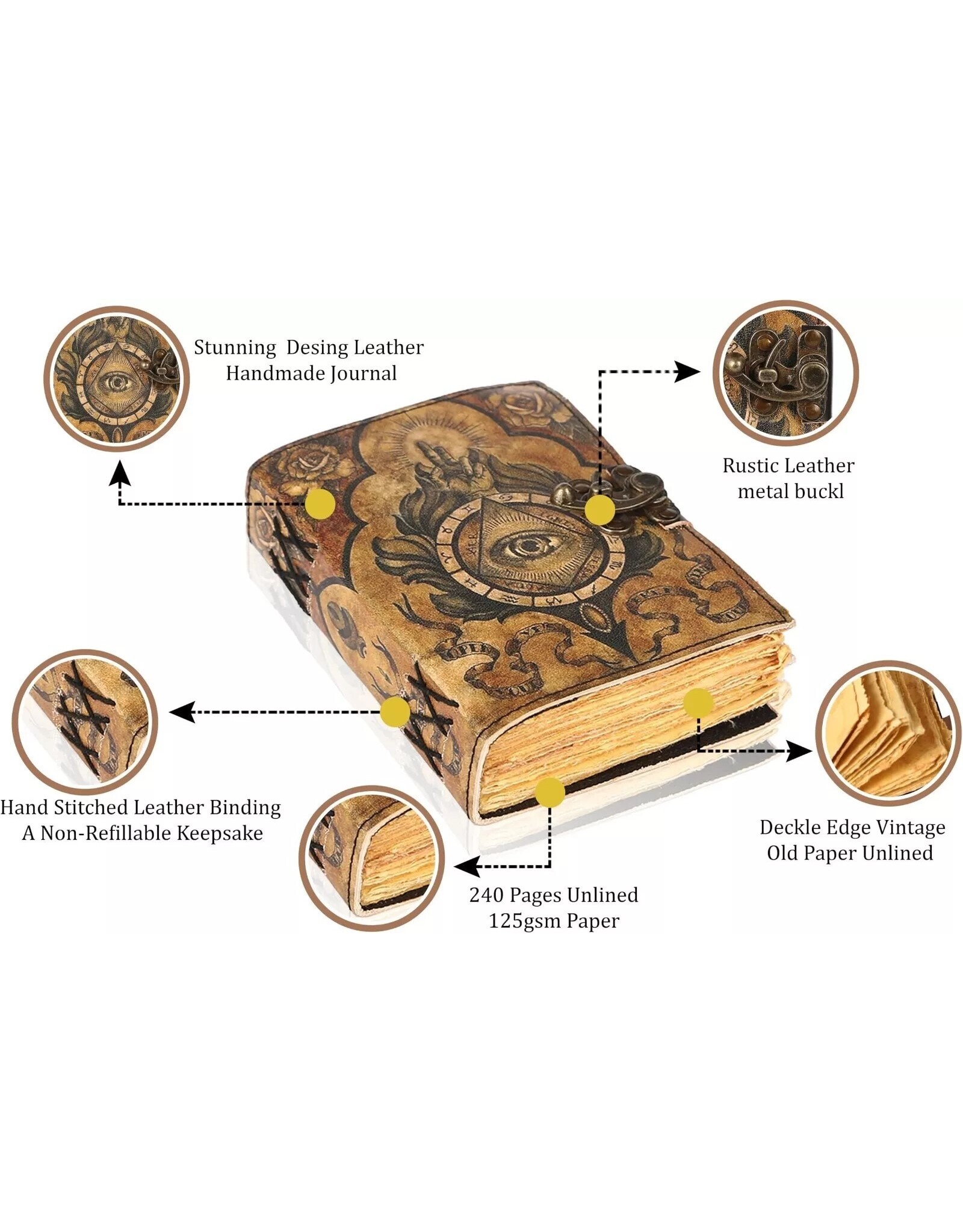 JM Handicrafts Miscellaneous -  Third Eey Leather Journal  18x13cm