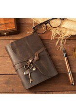 AWG Miscellaneous - Leather Deckle-edge Notebook with Key 18x13cm