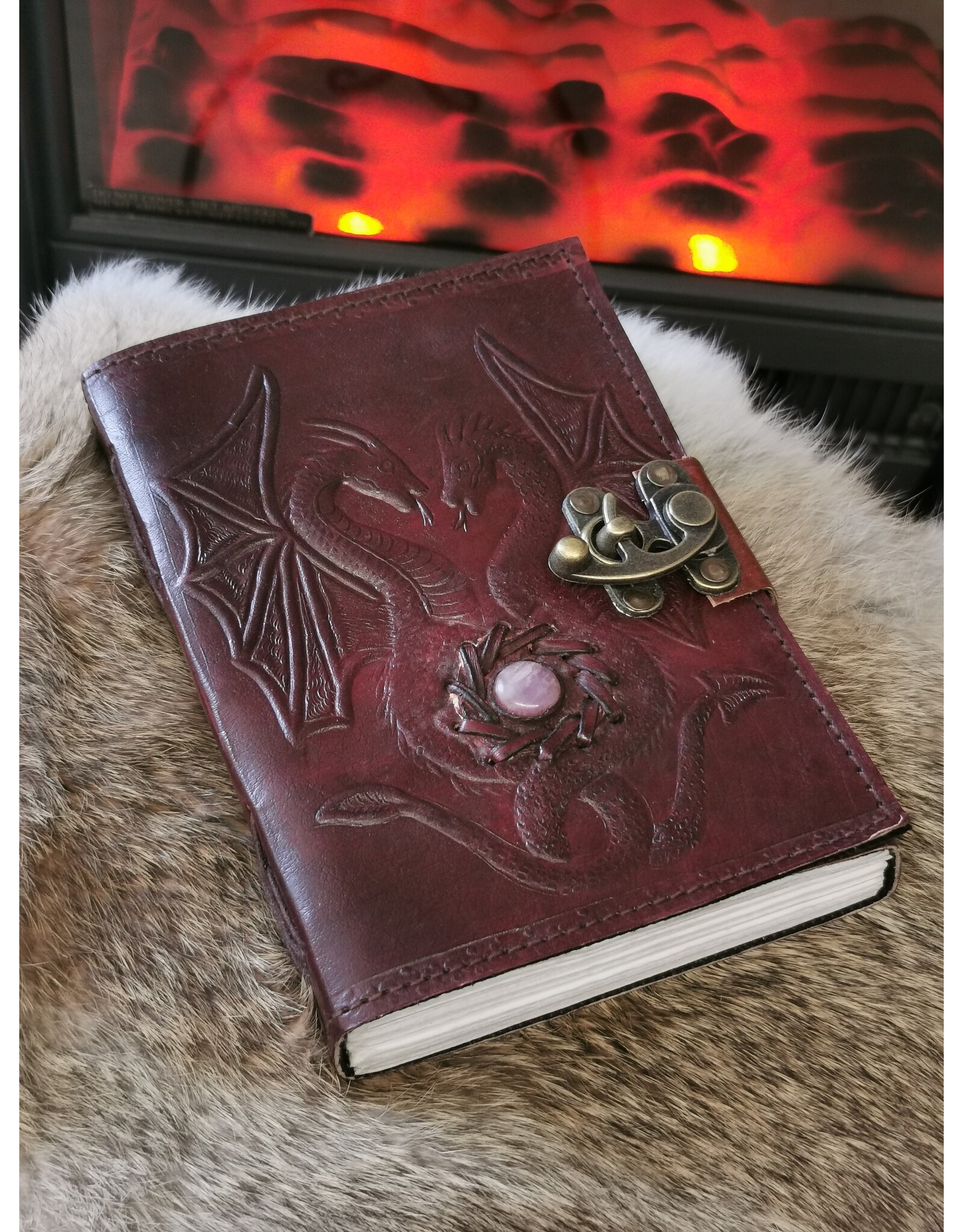 JM Handicrafts Miscellaneous - Dragons Leather Journal with Lock (noteboek)