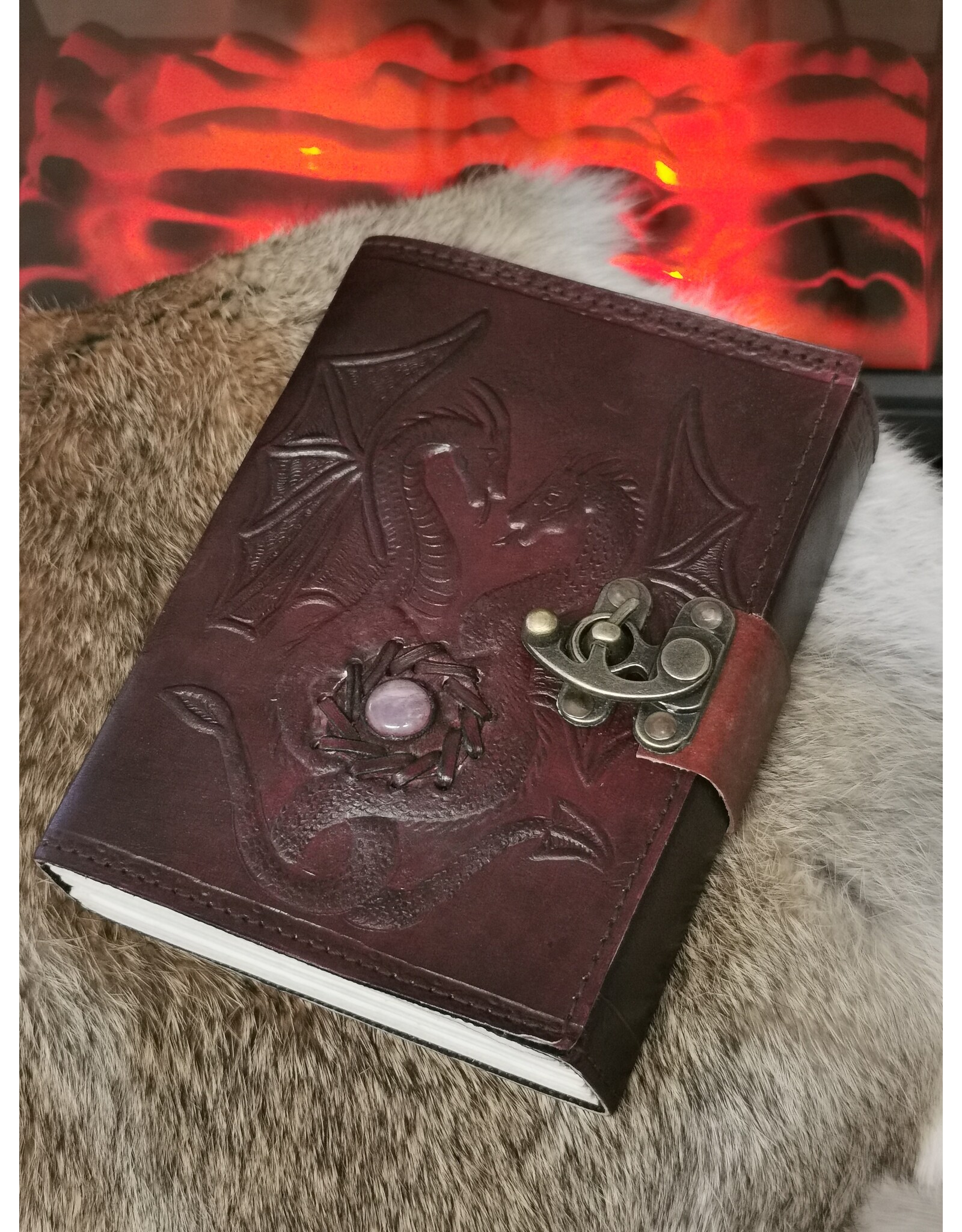 JM Handicrafts Miscellaneous - Dragons Leather Journal with Lock (noteboek)
