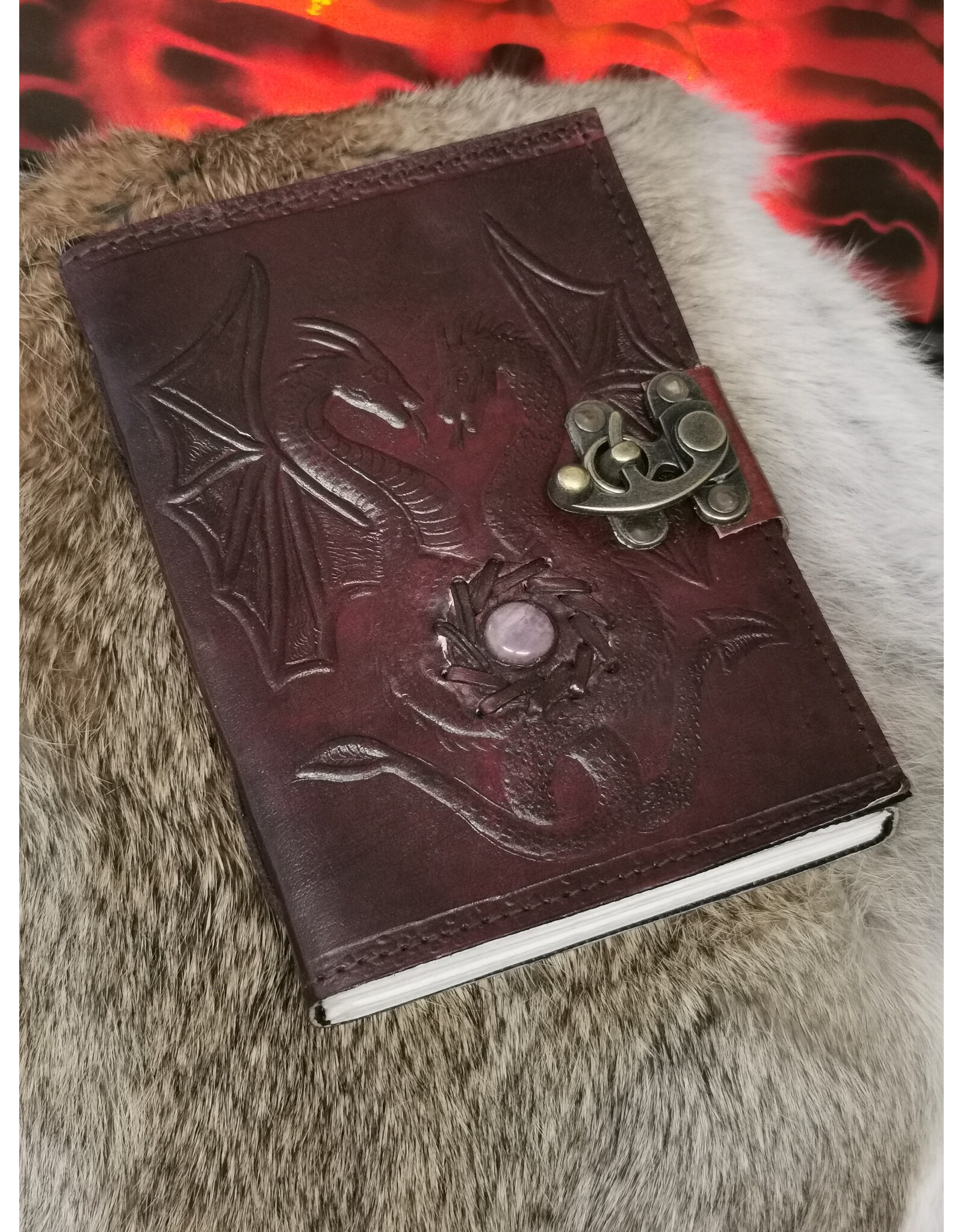 JM Handicrafts Miscellaneous - Dragons Leather Journal with Lock (noteboek)