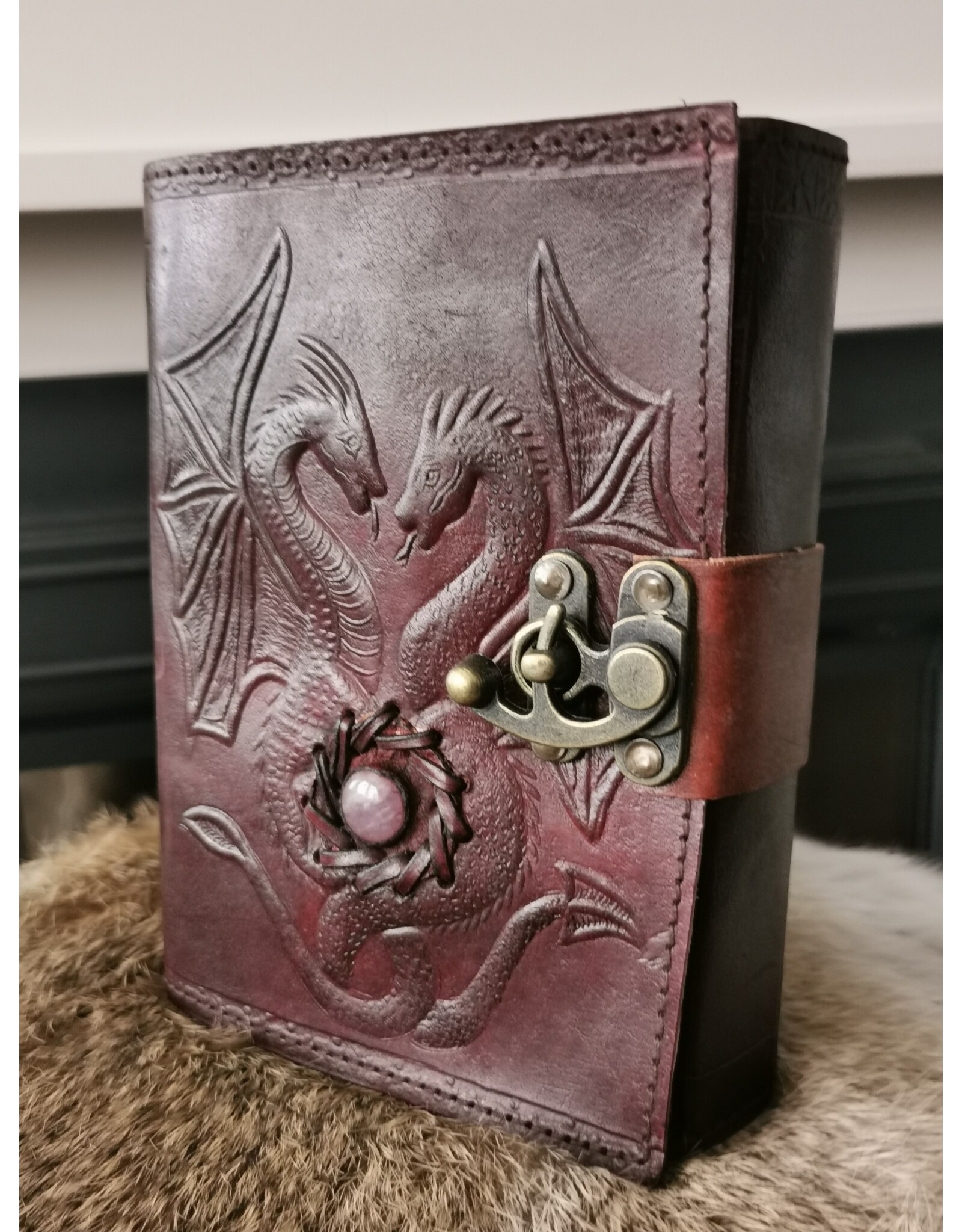 JM Handicrafts Miscellaneous - Dragons Leather Journal with Lock (noteboek)