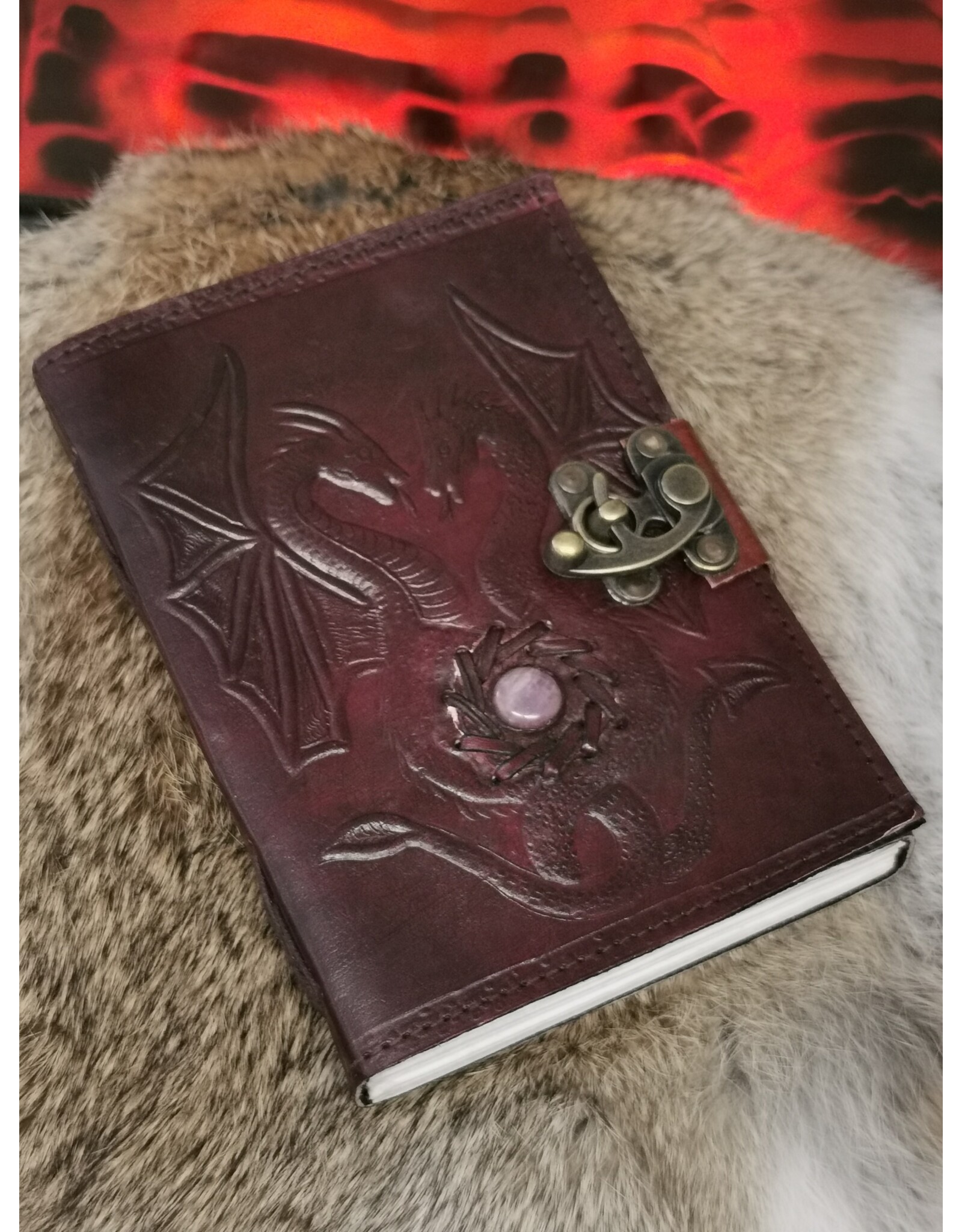 JM Handicrafts Miscellaneous - Dragons Leather Journal with Lock (noteboek)