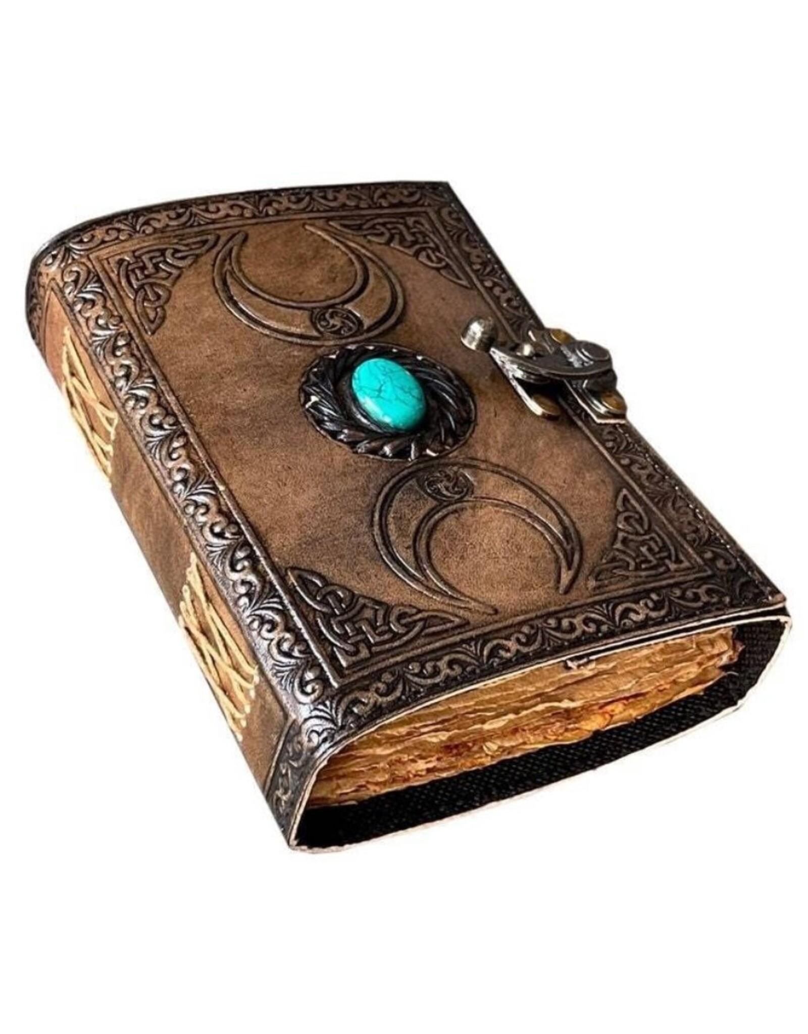JM Handicrafts Miscellaneous - Antique Triple Moon Goddess Leren Notitieboek 18x13cm