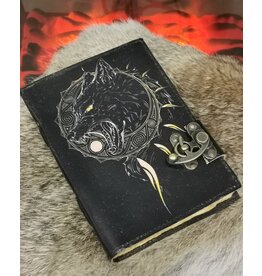 JM Handicrafts Zwarte Wolf Leren Dagboek  met slot