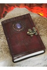 JM Handicrafts Miscellaneous - Dromenvanger Leren Dagboek met Relief en Steen Handgemaakt
