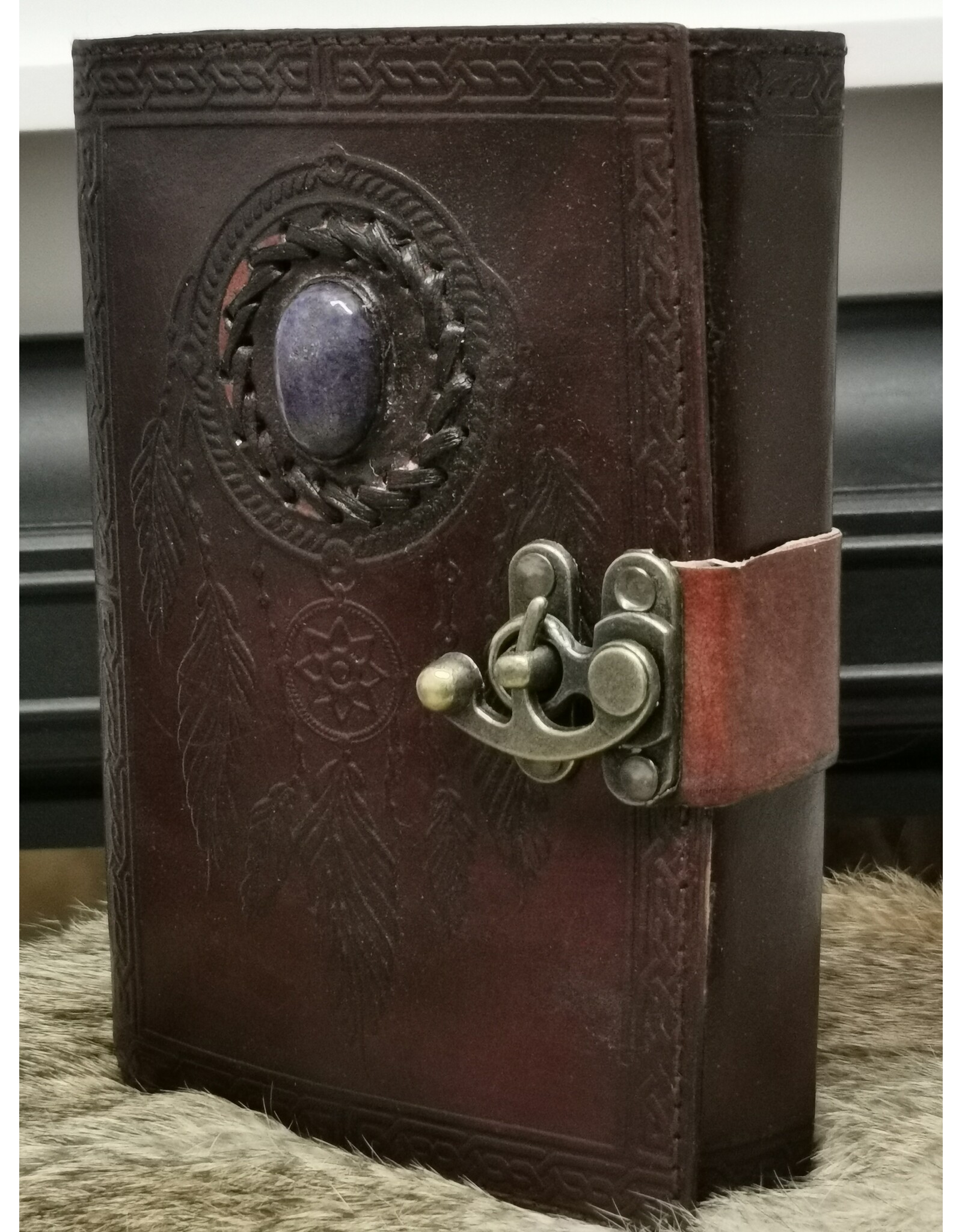 JM Handicrafts Miscellaneous - Dreamcatcher Leather  Embossed Journal with Stone Handmade