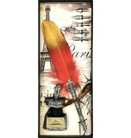 JM Handicrafts Calligraphy set with Feather pen, pen holder, ink and nibs