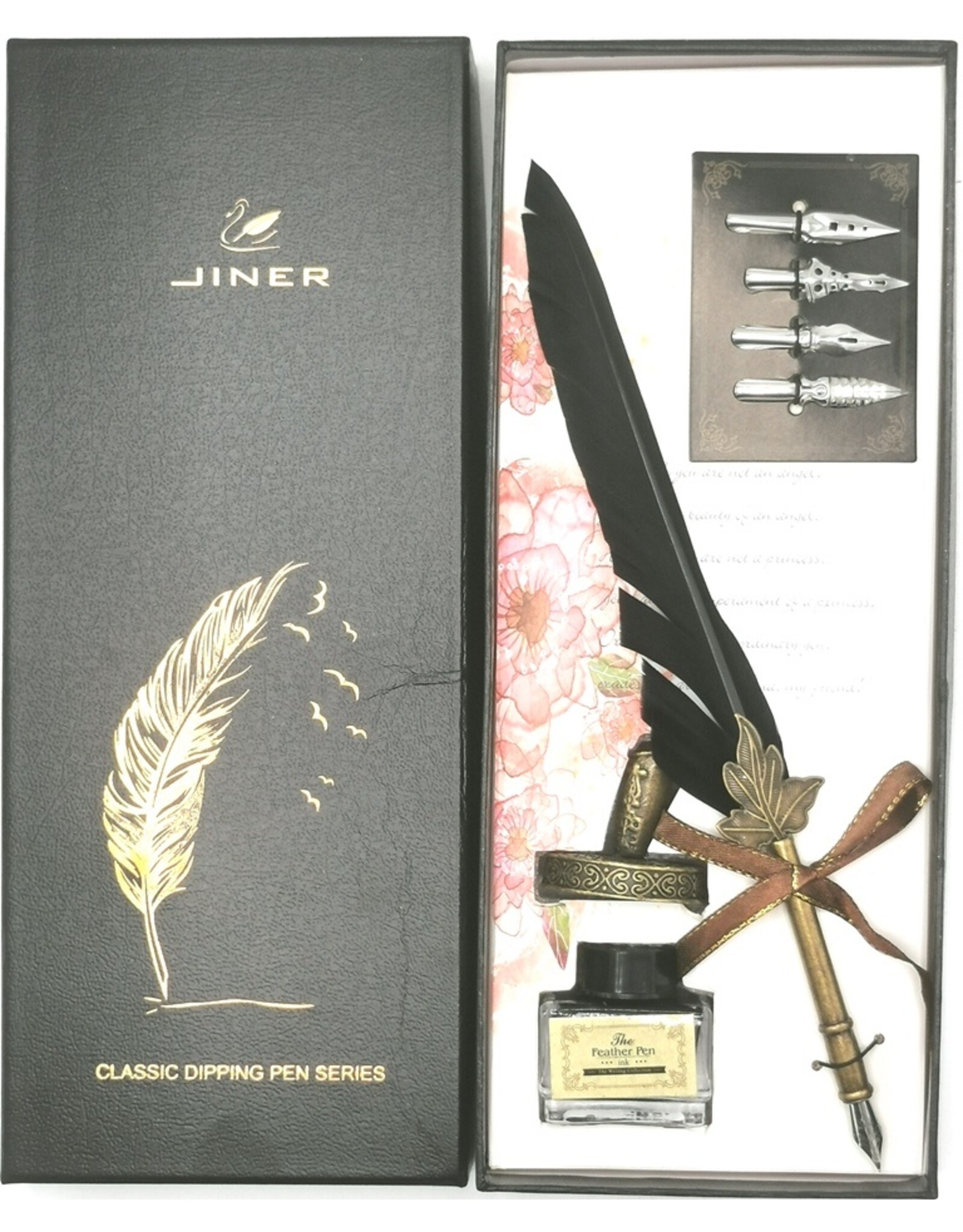 JM Handicrafts Miscellaneous -  Calligraphy set with Feather pen black