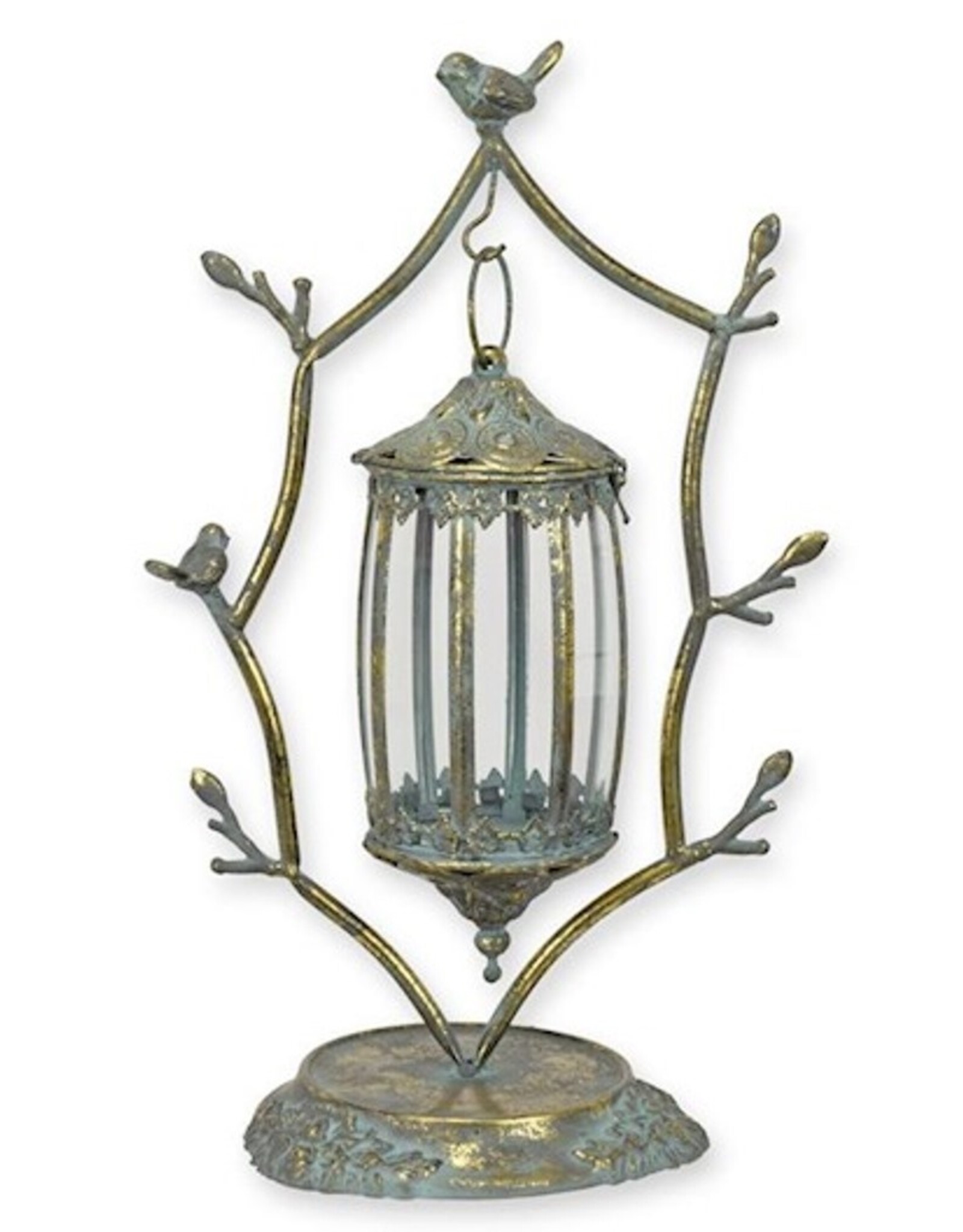 Trukado Miscellaneous - A Tin Hanging Lantern with Birds on Standard
