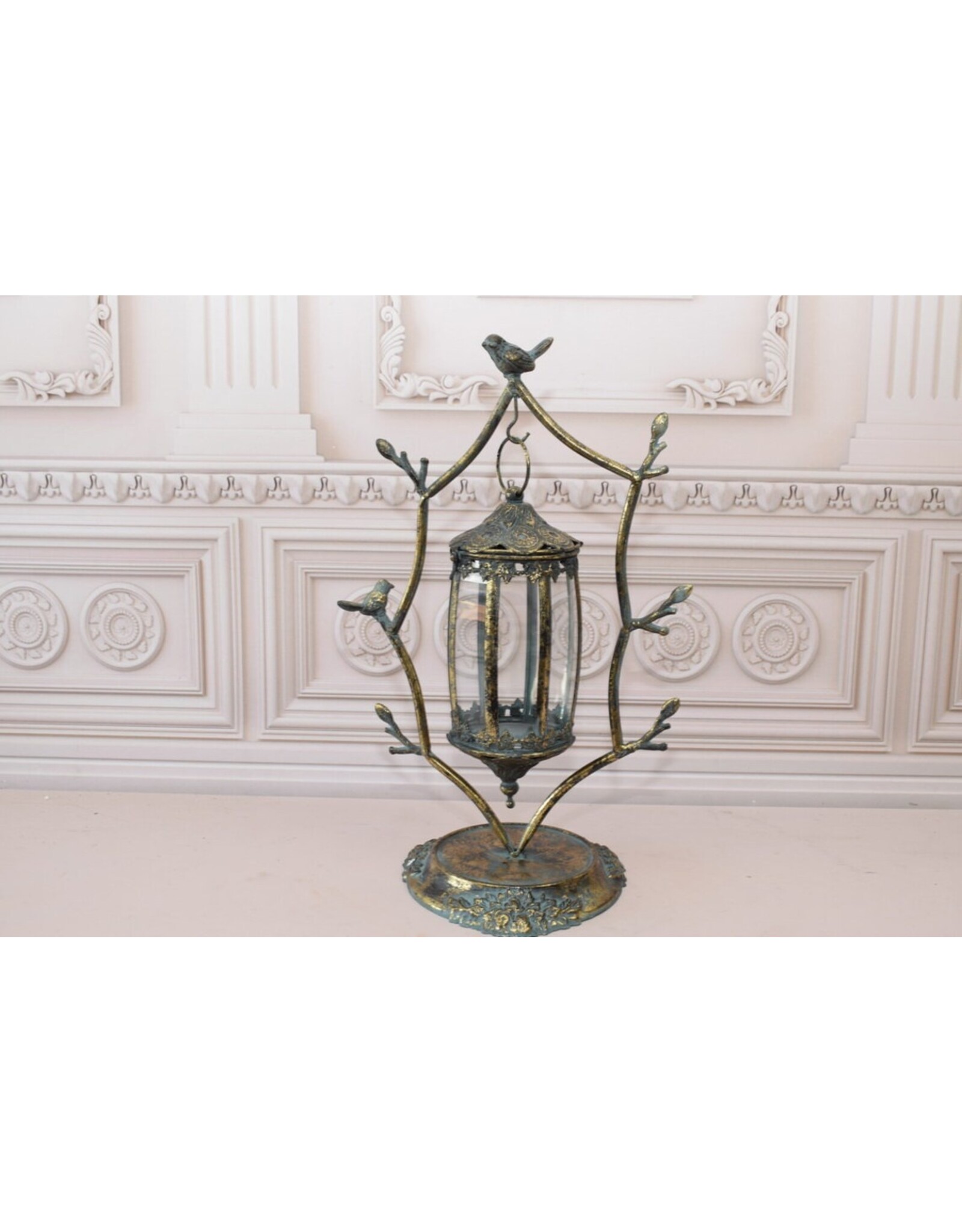 Trukado Miscellaneous - A Tin Hanging Lantern with Birds on Standard