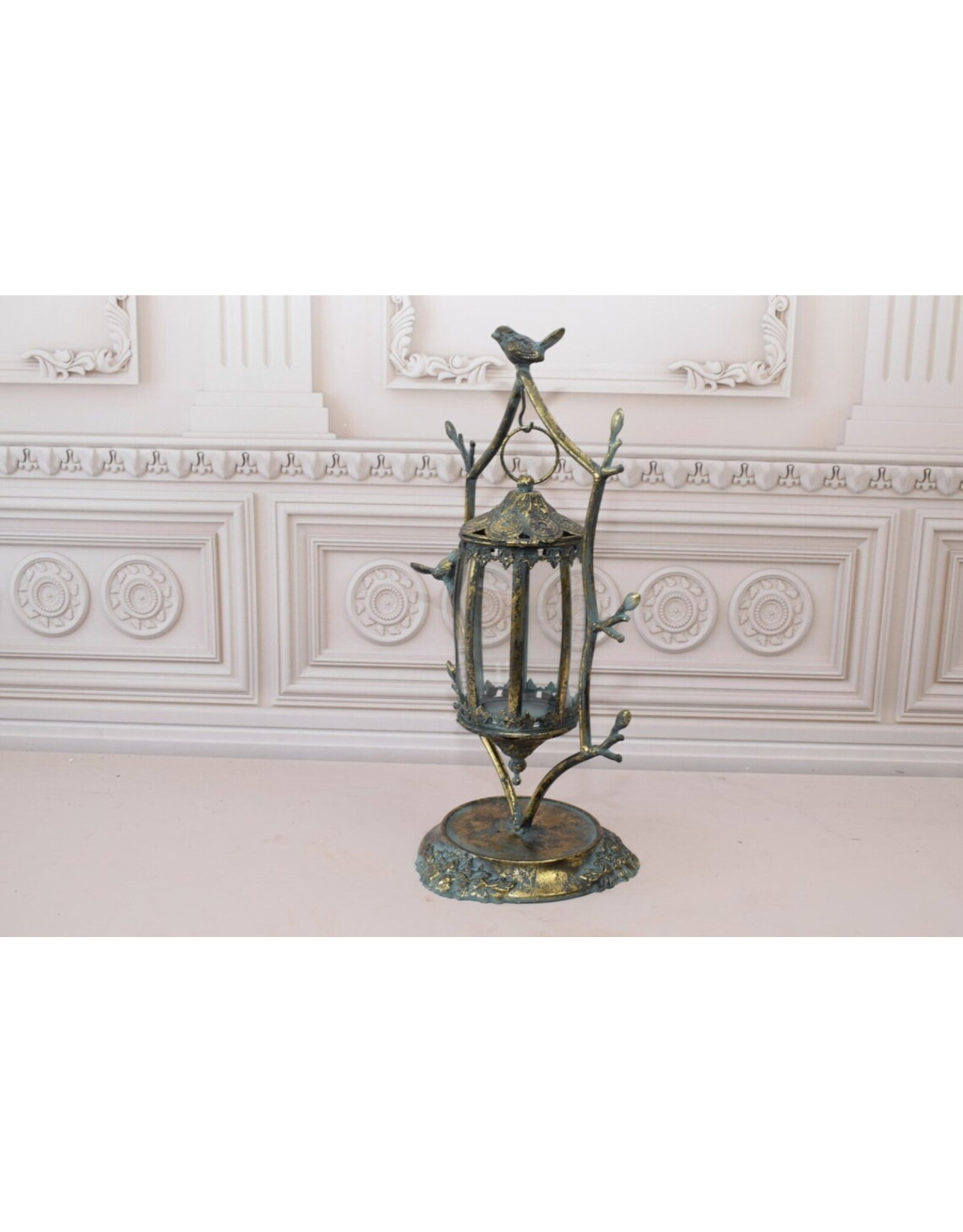 Trukado Miscellaneous - A Tin Hanging Lantern with Birds on Standard