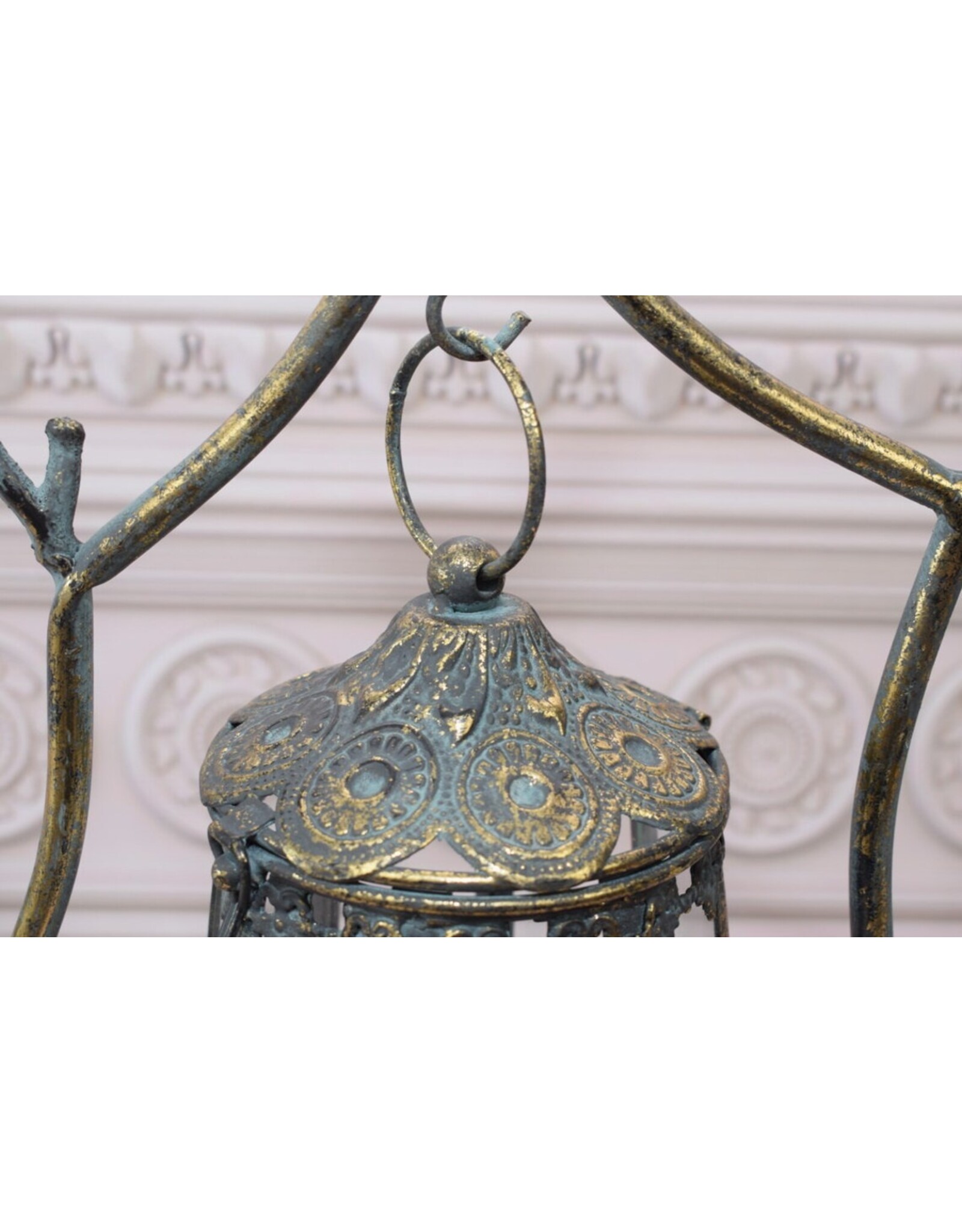 Trukado Miscellaneous - A Tin Hanging Lantern with Birds on Standard
