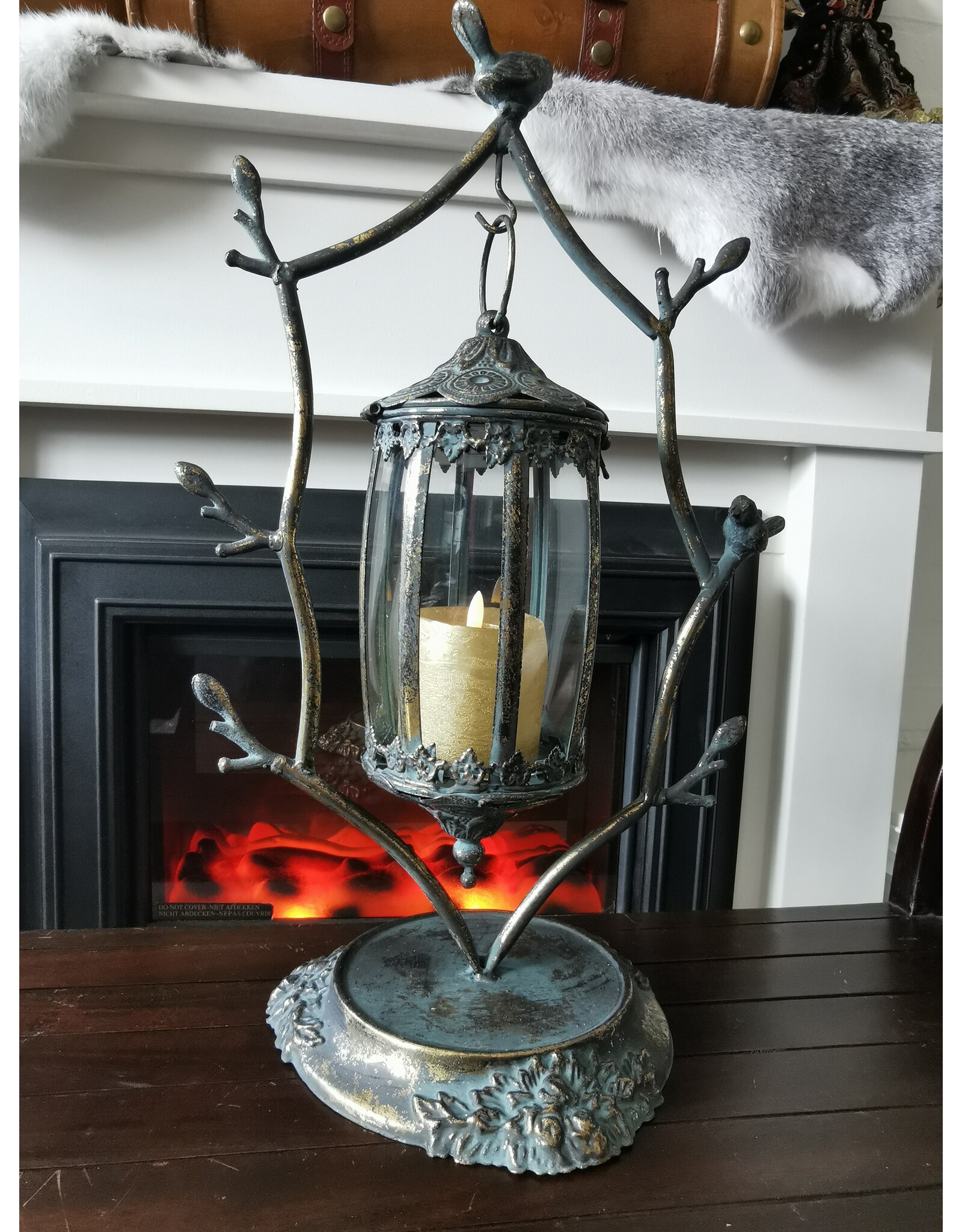 Trukado Miscellaneous - A Tin Hanging Lantern with Birds on Standard