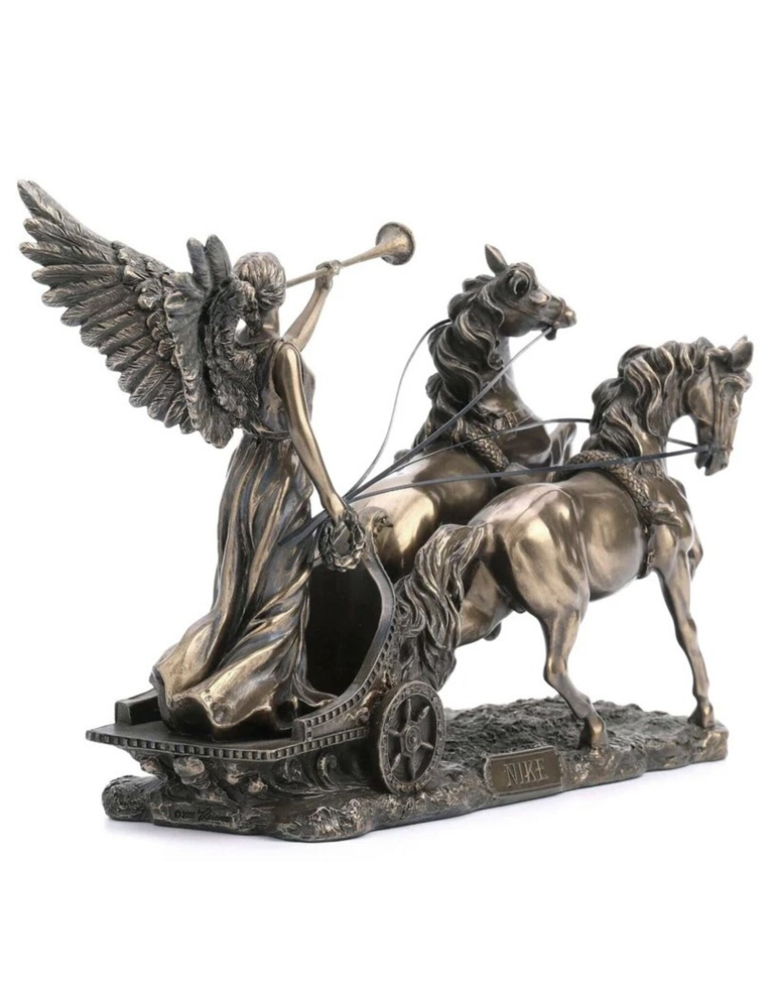 Veronese Design Giftware Figurines Collectables - Greek Goddess Nike with Trumpet in Chariot