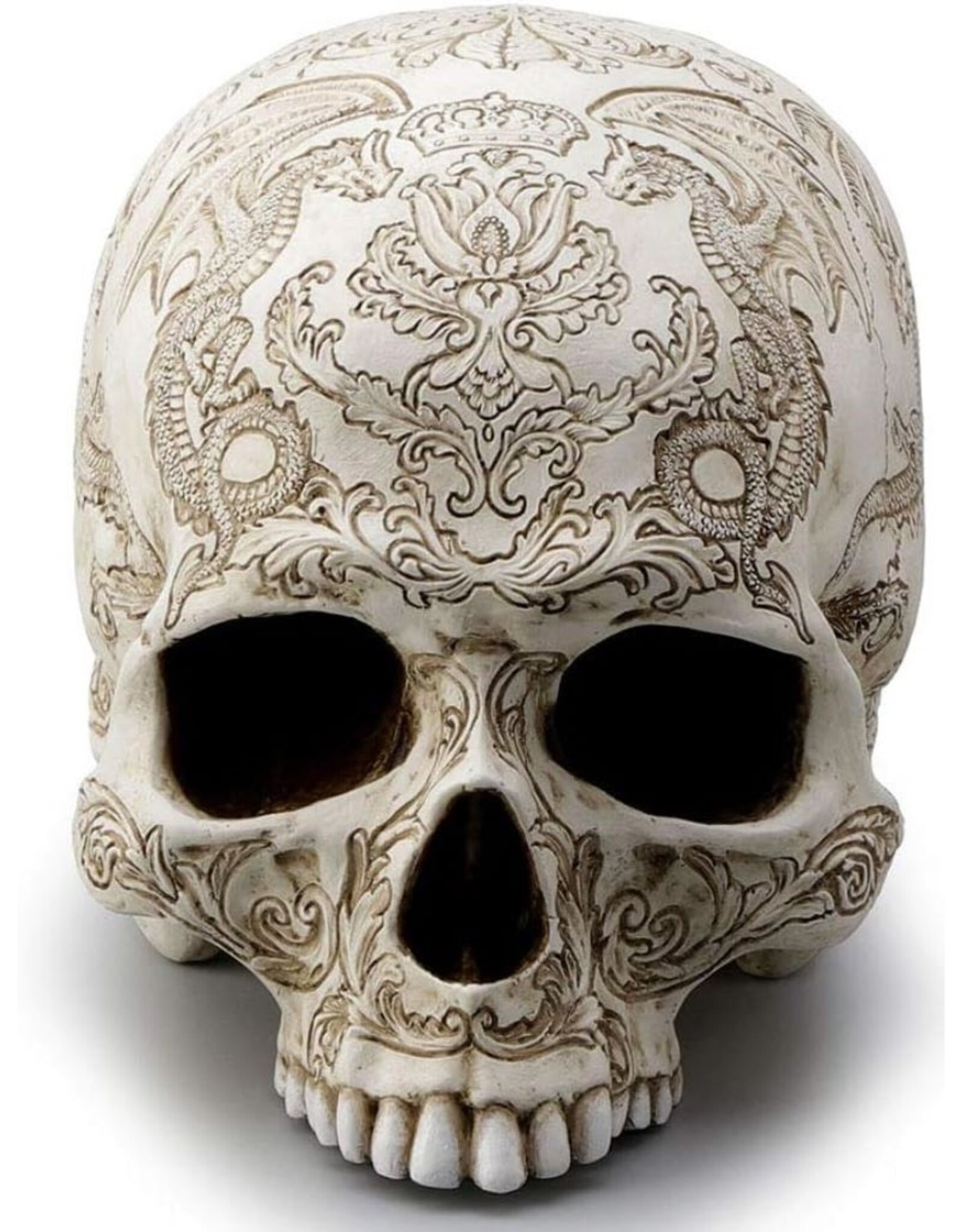 Unicorn Studio Reapers, skulls and dragons - Skull with Coat of Arms Flying Dragon and Thistle