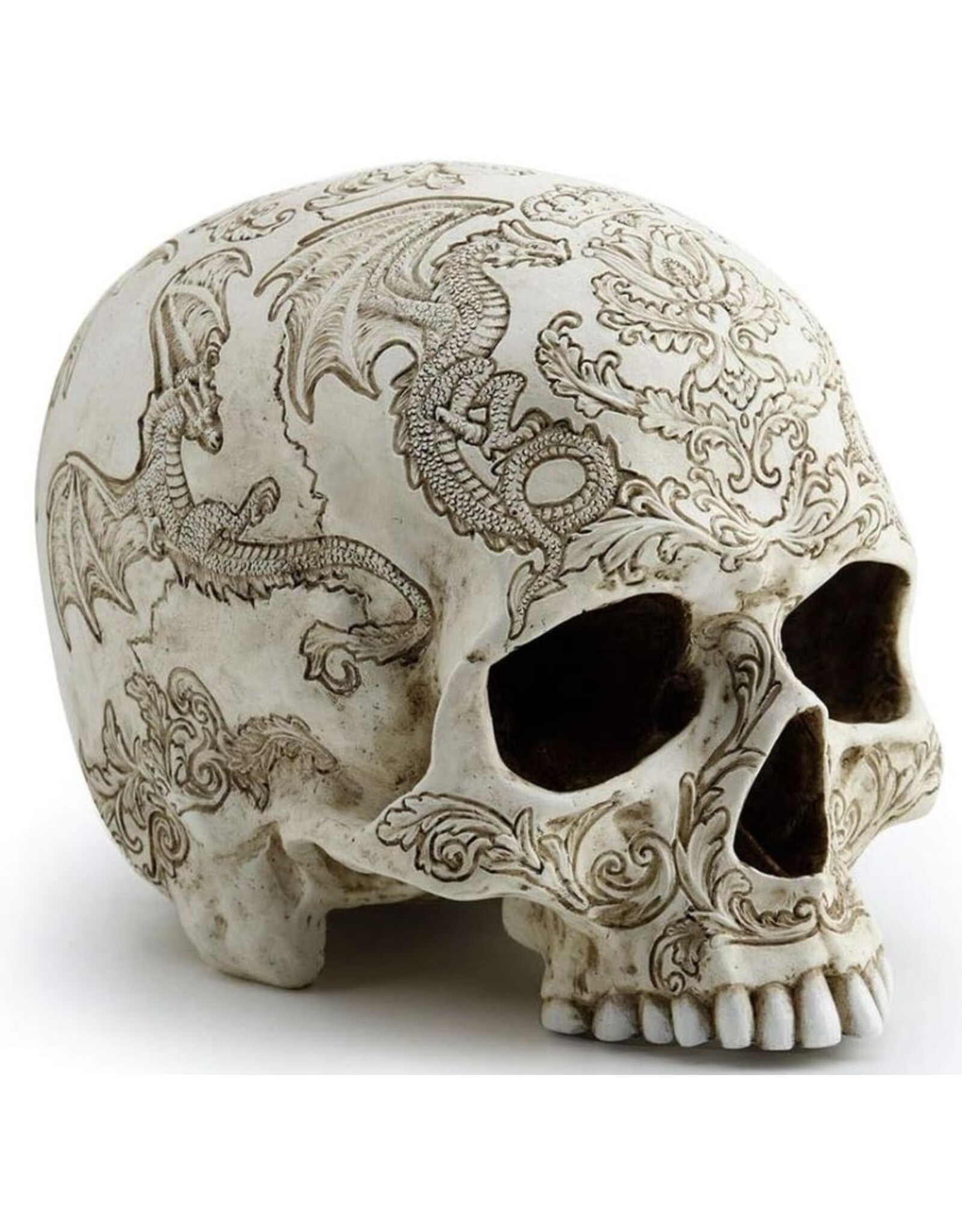 Unicorn Studio Reapers, skulls and dragons - Skull with Coat of Arms Flying Dragon and Thistle