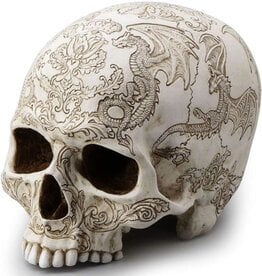 Unicorn Studio Skull with Coat of Arms Flying Dragon and Thistle