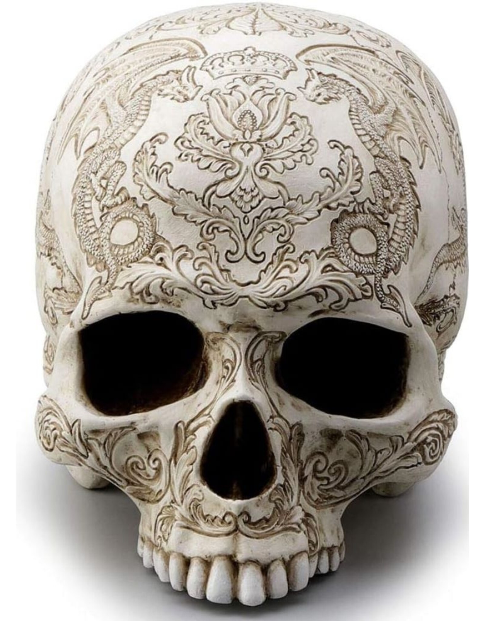 Unicorn Studio Reapers, skulls and dragons - Skull with Coat of Arms Flying Dragon and Thistle