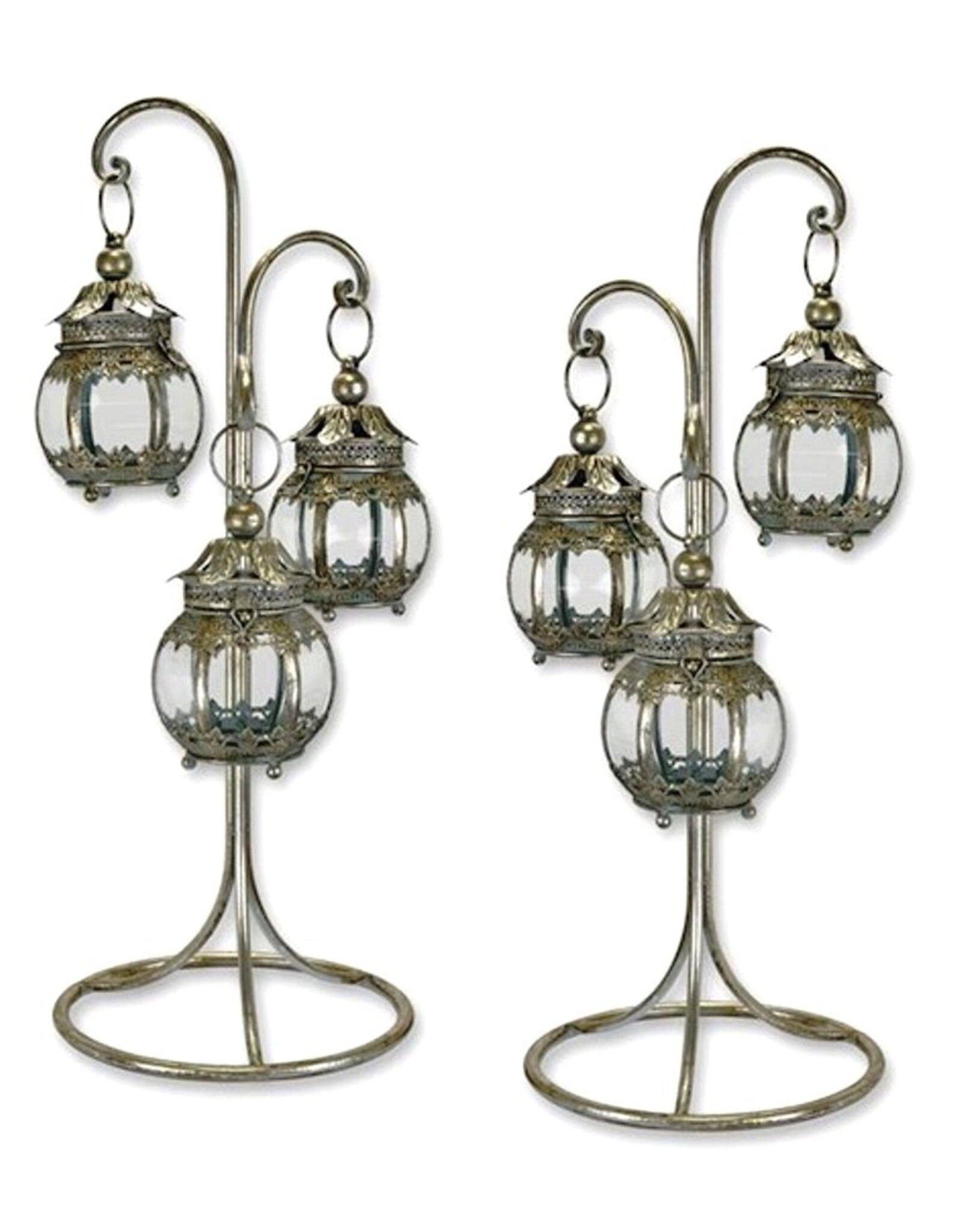 Trukado Miscellaneous - A Pair  of 3 Hanging Lanterns on Stand