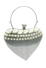 Trukado Fashion bags - Gala Purse - Evening Purse Heart Silver with Strasse