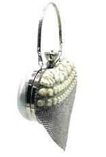Trukado Fashion bags - Gala Purse - Evening Purse Heart Silver with Strasse
