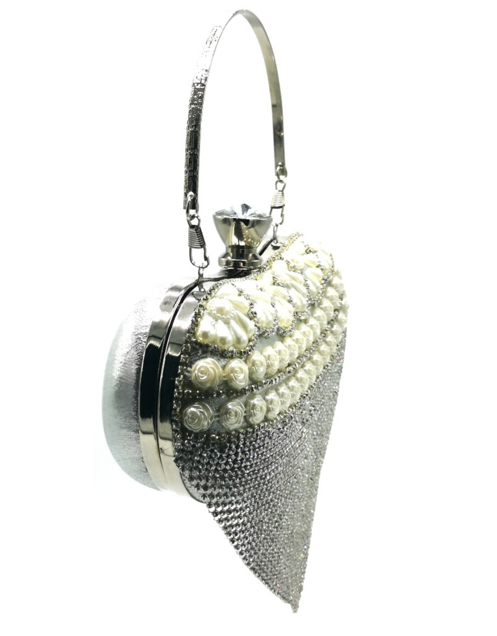 Trukado Fashion bags - Gala Purse - Evening Purse Heart Silver with Strasse