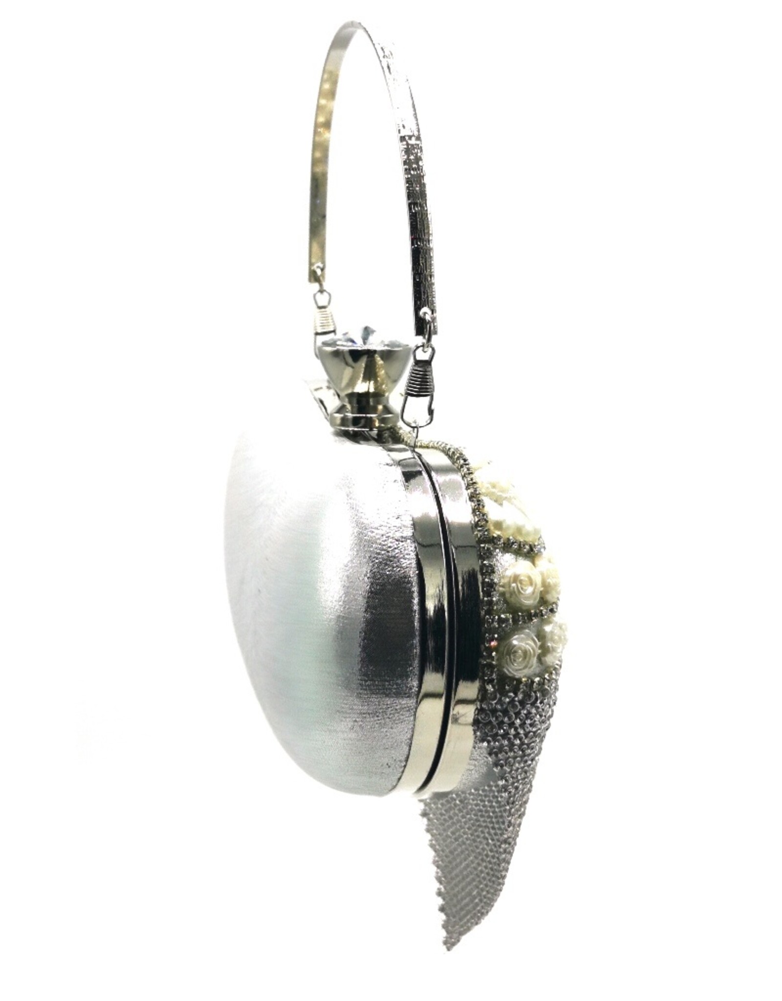 Trukado Fashion bags - Gala Purse - Evening Purse Heart Silver with Strasse