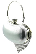 Trukado Modieuze tassen - Gala Tasje - Gala Tasje - Avondtasje Hart Zilver met Strass