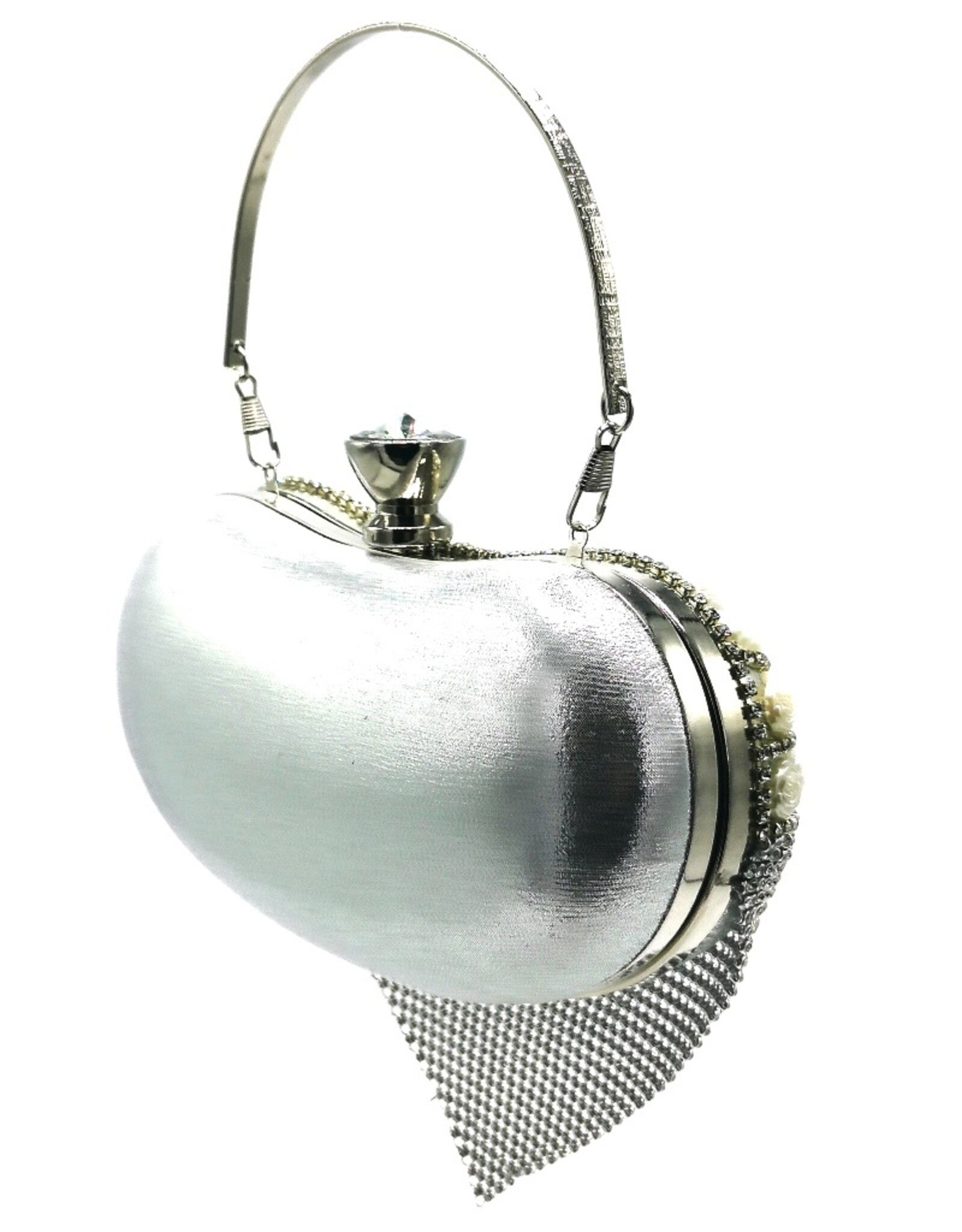 Trukado Modieuze tassen - Gala Tasje - Gala Tasje - Avondtasje Hart Zilver met Strass