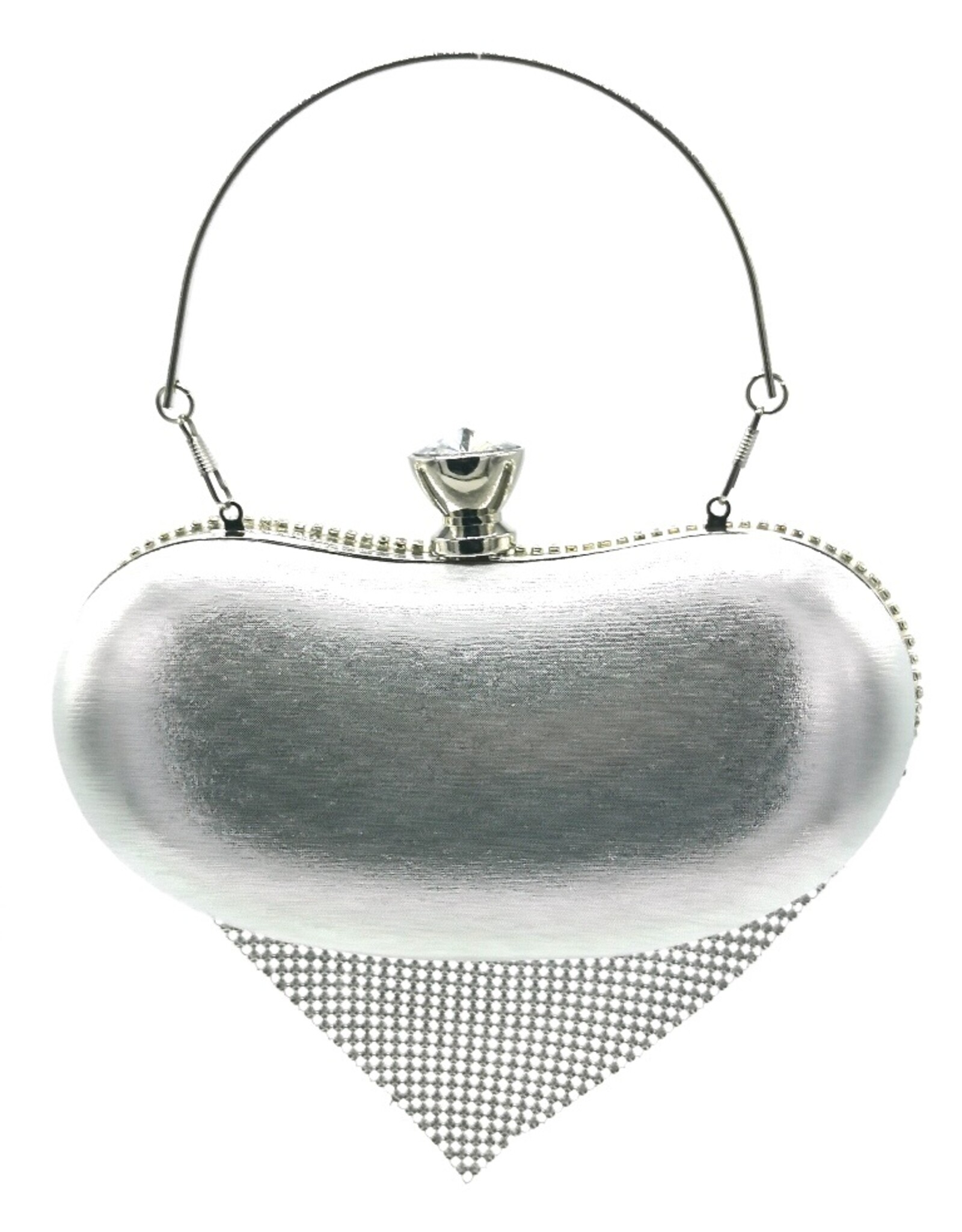 Trukado Fashion bags - Gala Purse - Evening Purse Heart Silver with Strasse