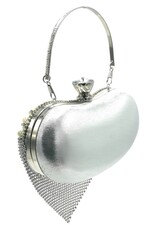 Trukado Fashion bags - Gala Purse - Evening Purse Heart Silver with Strasse