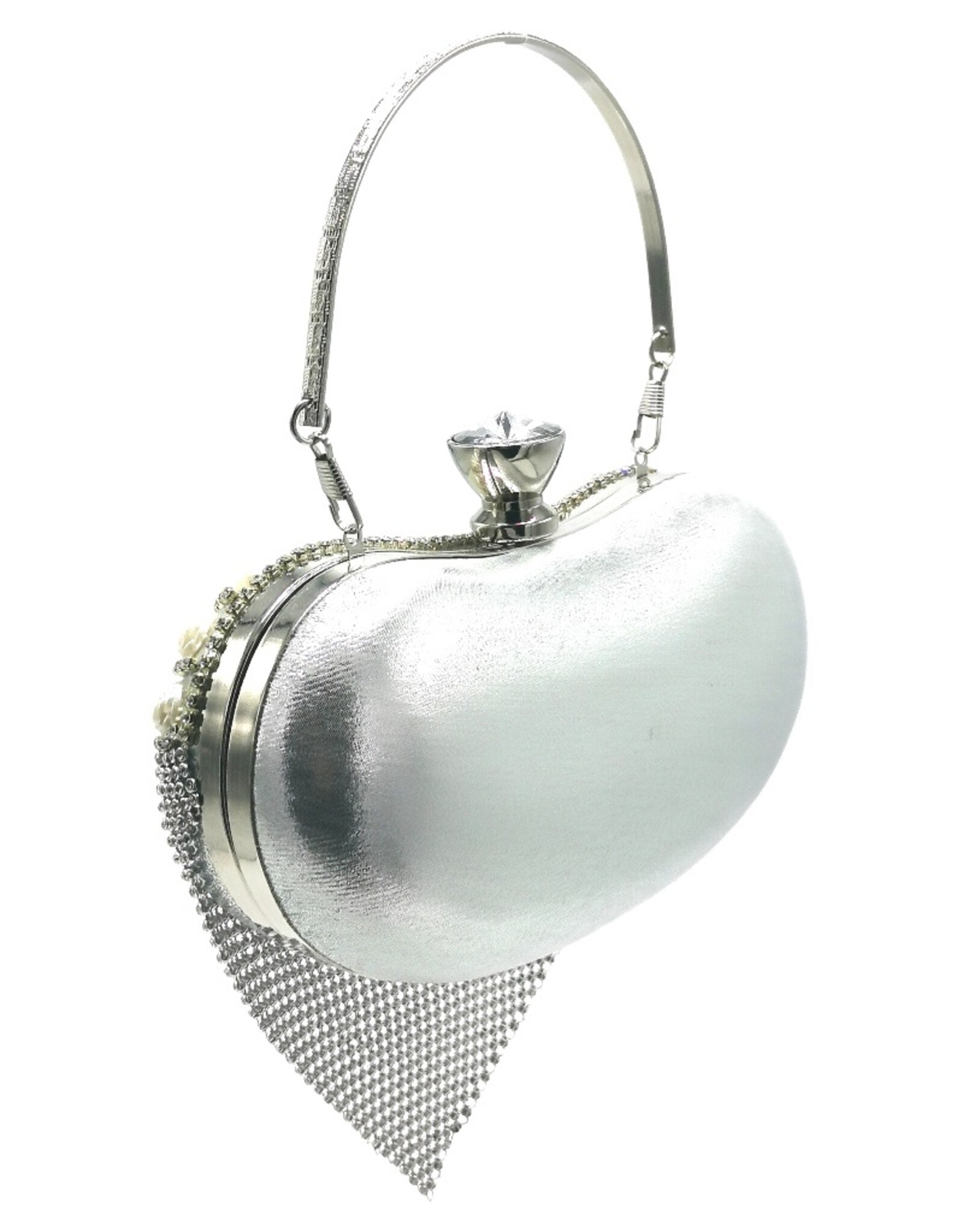 Trukado Fashion bags - Gala Purse - Evening Purse Heart Silver with Strasse