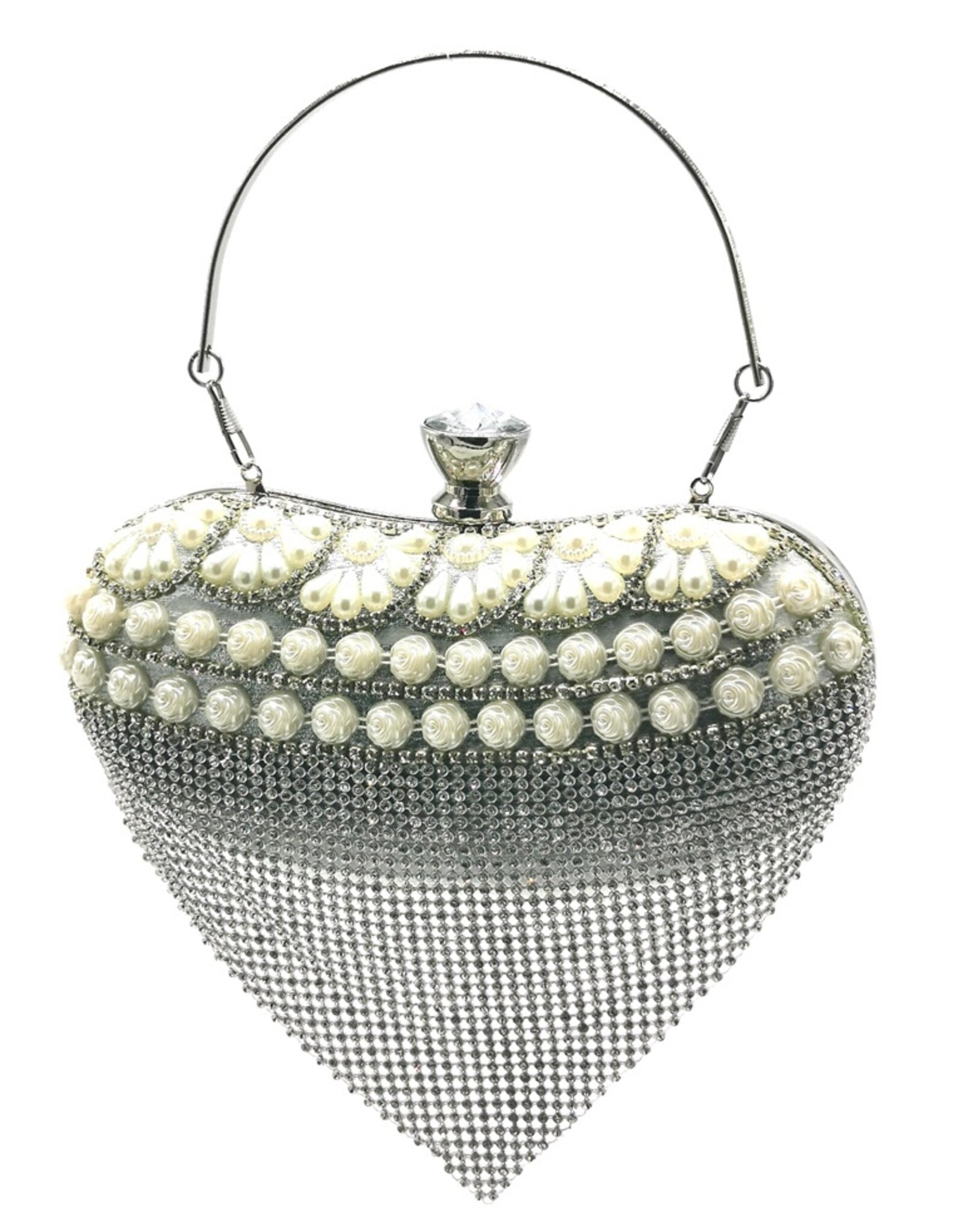 Trukado Fashion bags - Gala Purse - Evening Purse Heart Silver with Strasse