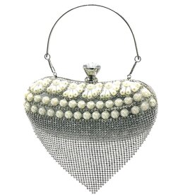 Trukado Gala Tasje - Avondtasje Hart Zilver met Strass