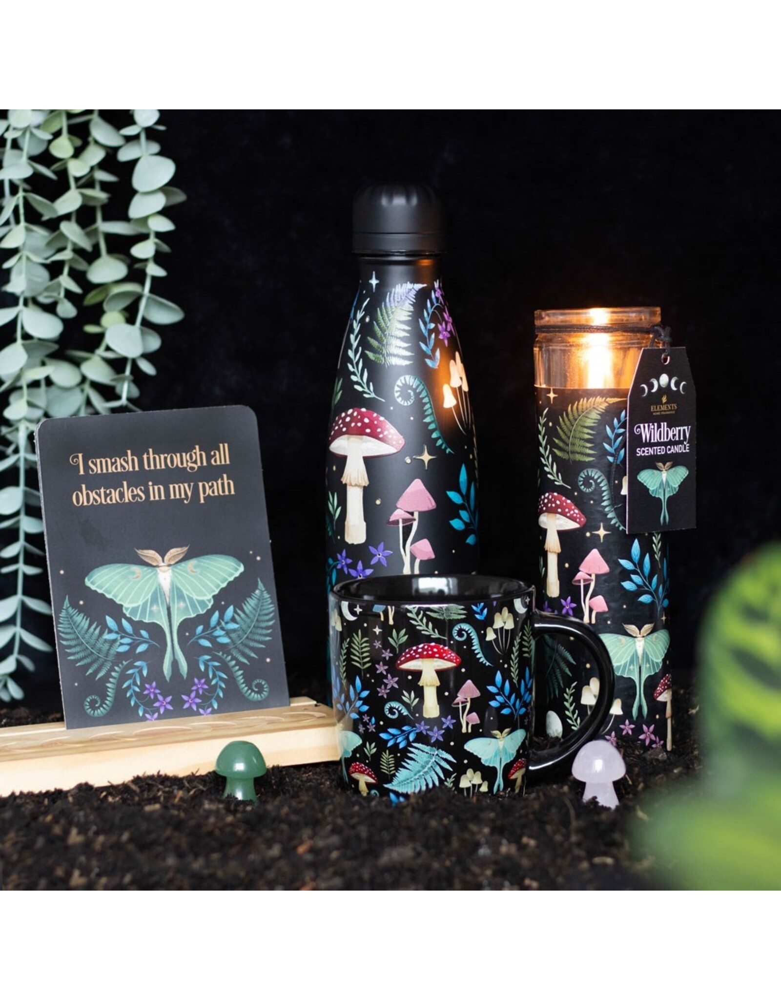 SDW Giftware & Lifestyle - Dark Forest mok met Paddenstoelen en Mot
